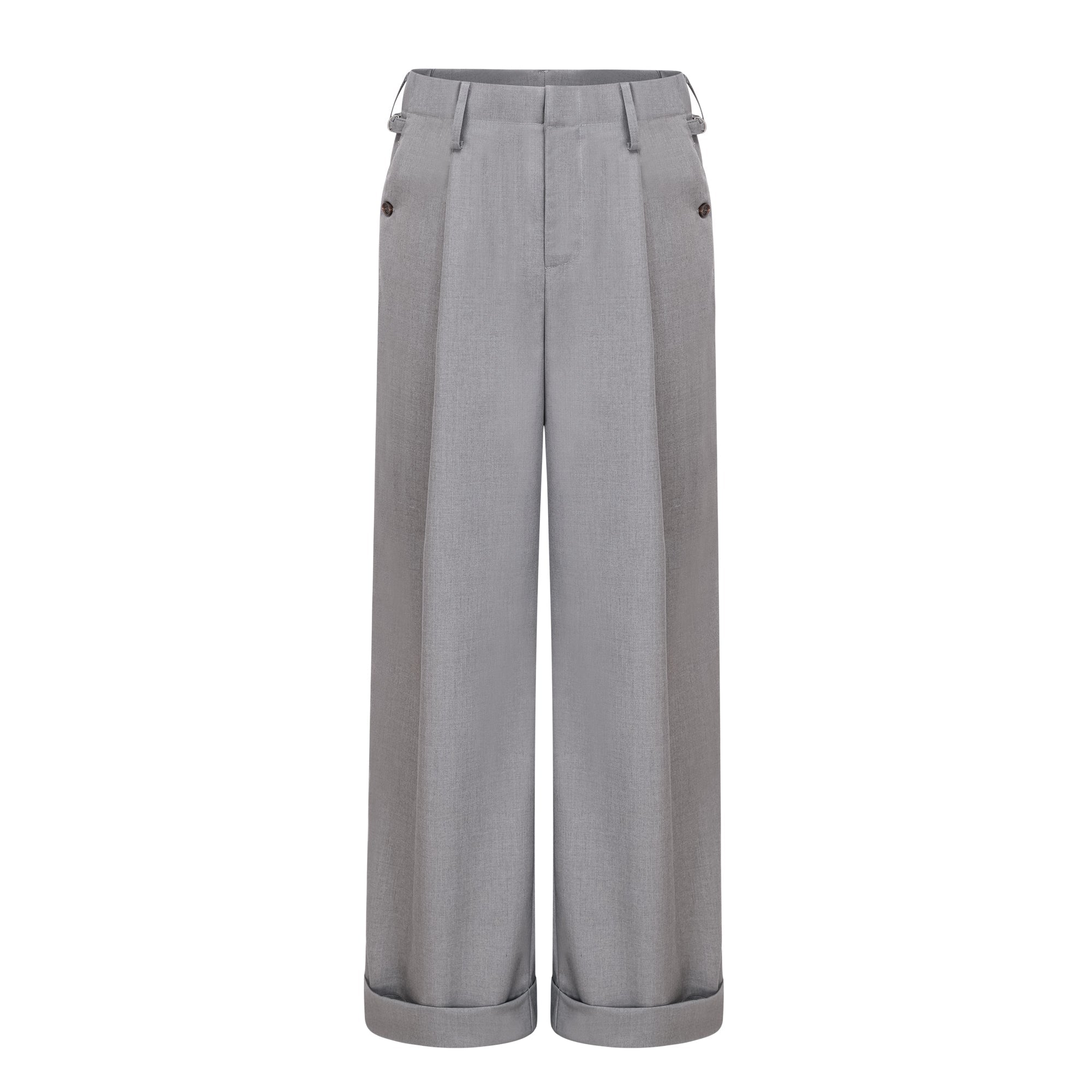 Cynthia Grey Asymmetrical Draped Shirt & Trousers Set (Final Sale-US Only)