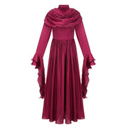 Danuta Burgundy Ruched Pleated Maxi Dress (Final Sale)