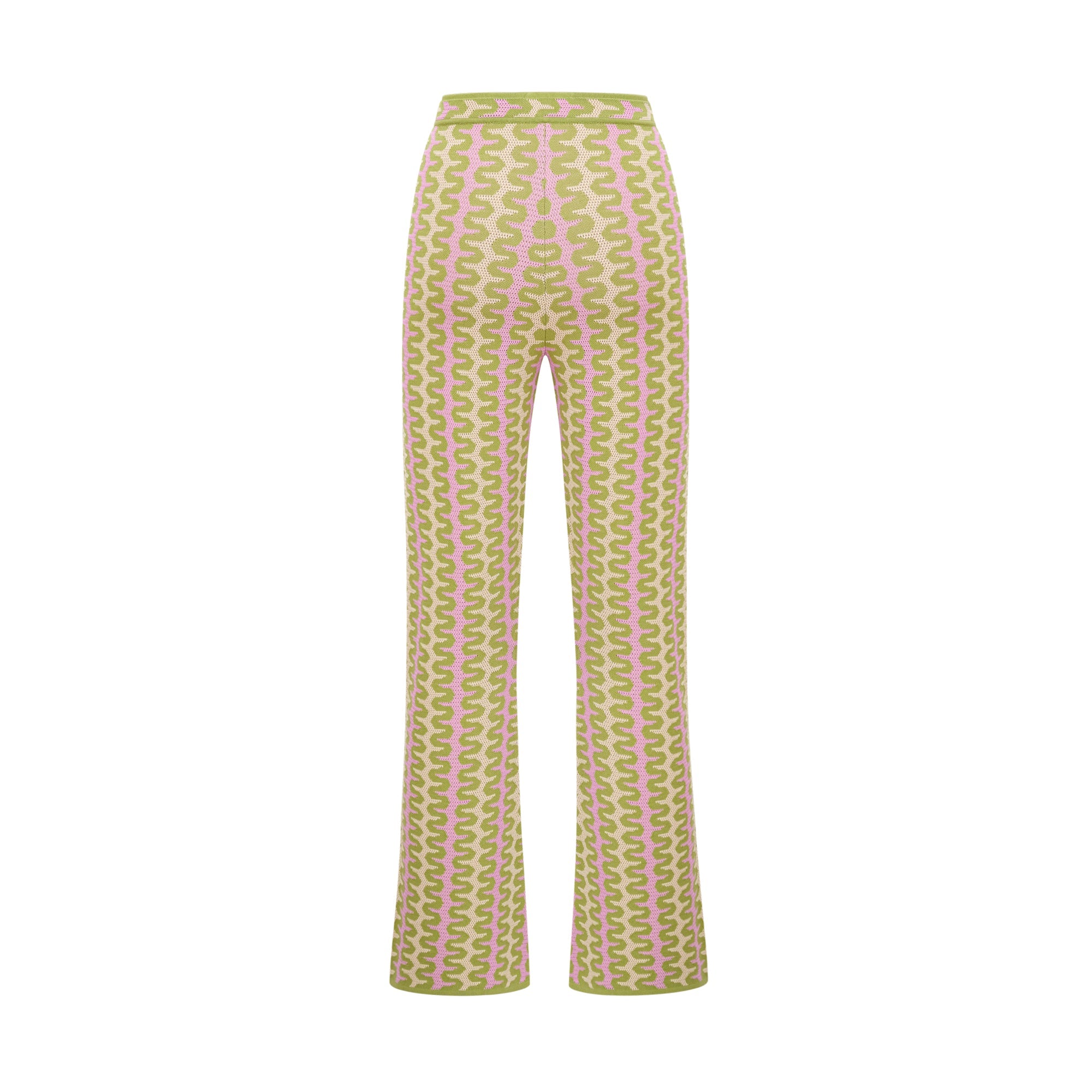 Ophélie green color-block knitted shirt & trousers matching set