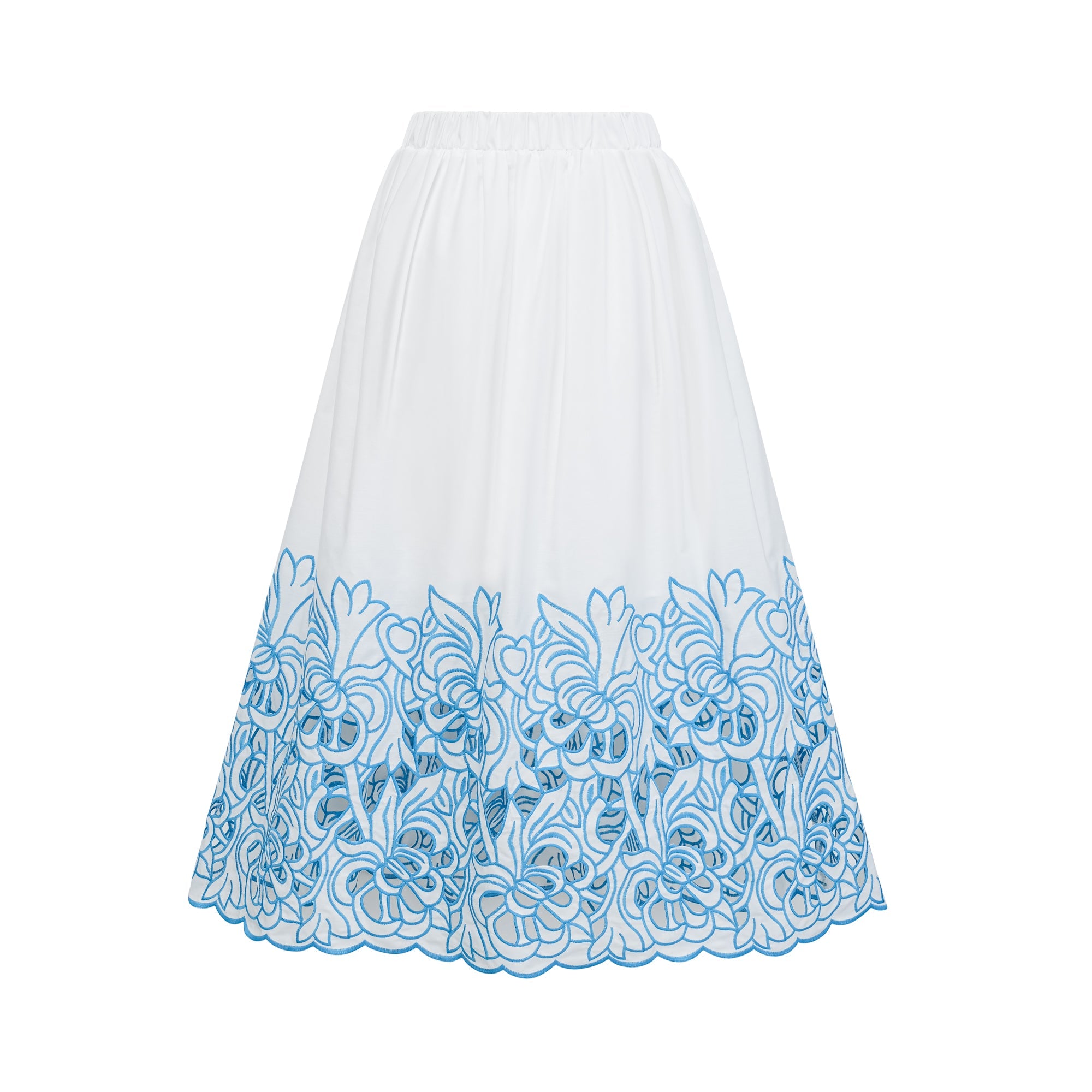 Aurore blue cut-out embroidered top & skirt matching set (Final Sale-US Only)