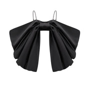 Solène bowknot scoop-back top in Black (Final Sale)
