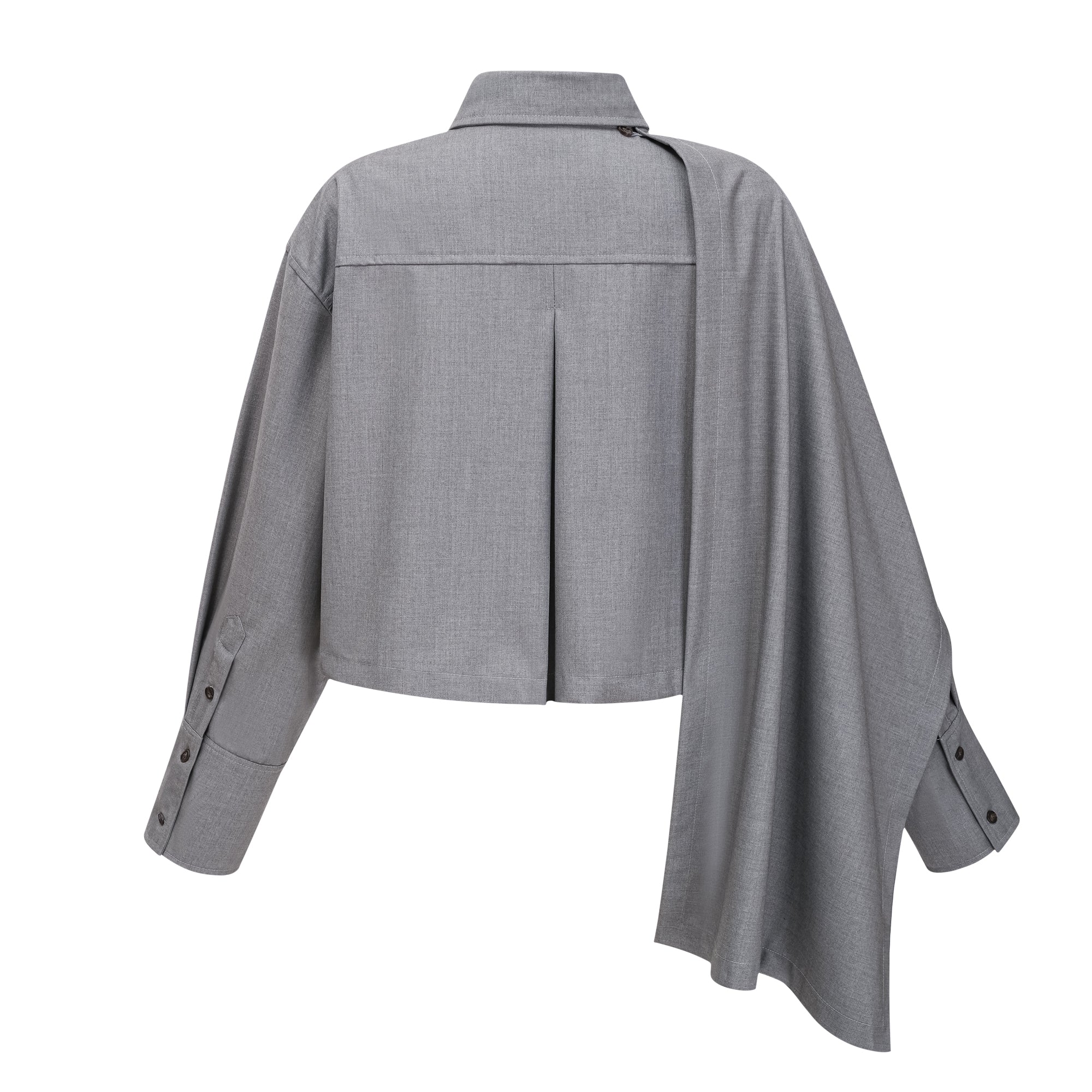 Cynthia Grey Asymmetrical Draped Shirt & Trousers Set (Final Sale-US Only)