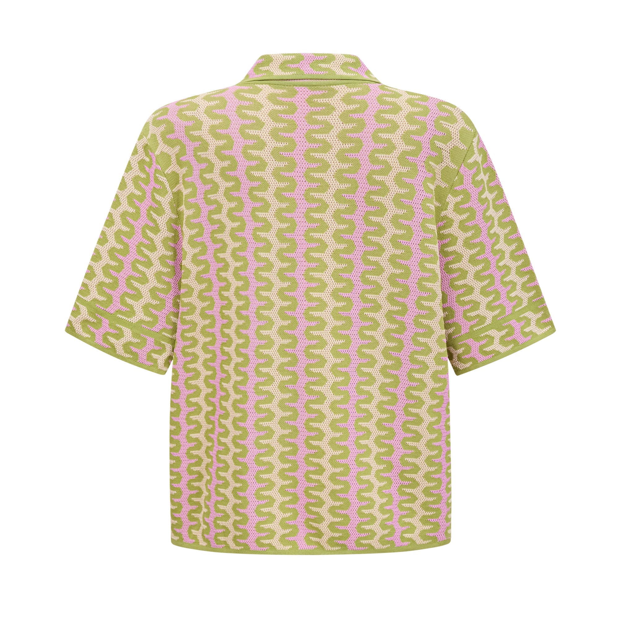 Ophélie green color-block knitted shirt & trousers matching set (Final Sale-US Only)