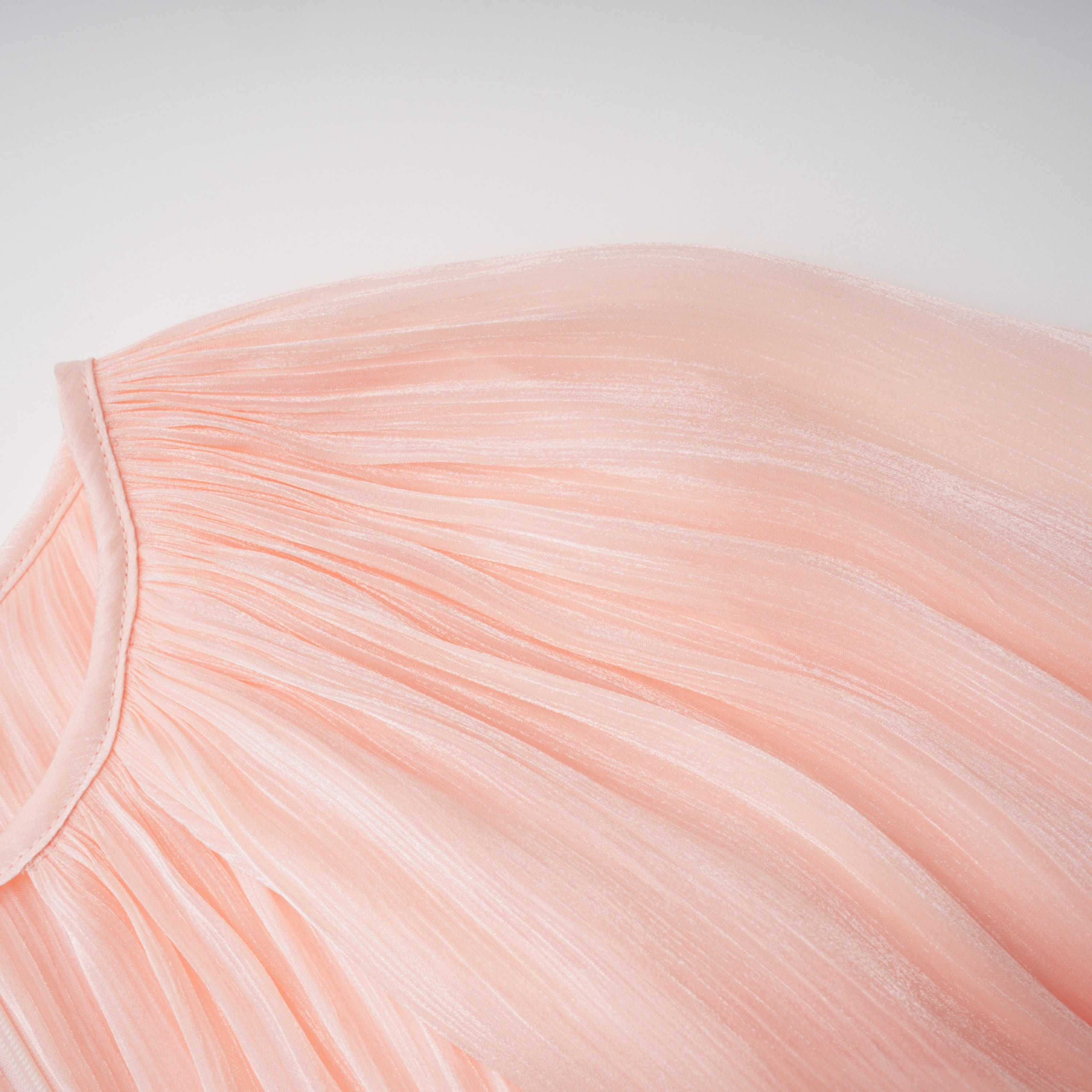 Mélodie Pink Pleated Glossy Top & Skirt Set