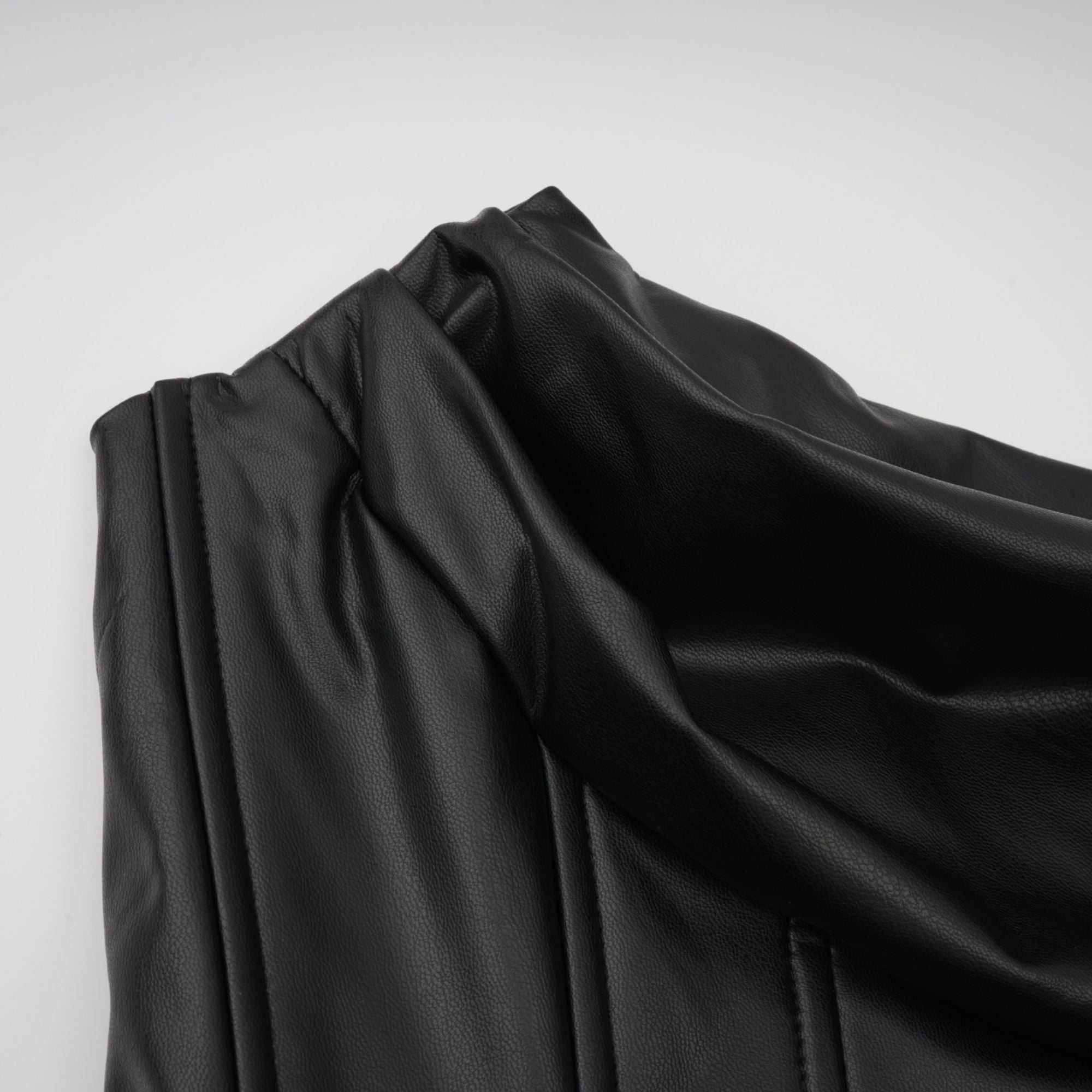 Agnes Black Ruched Leather Bodycon Mini Dress (Final Sale-US Only)