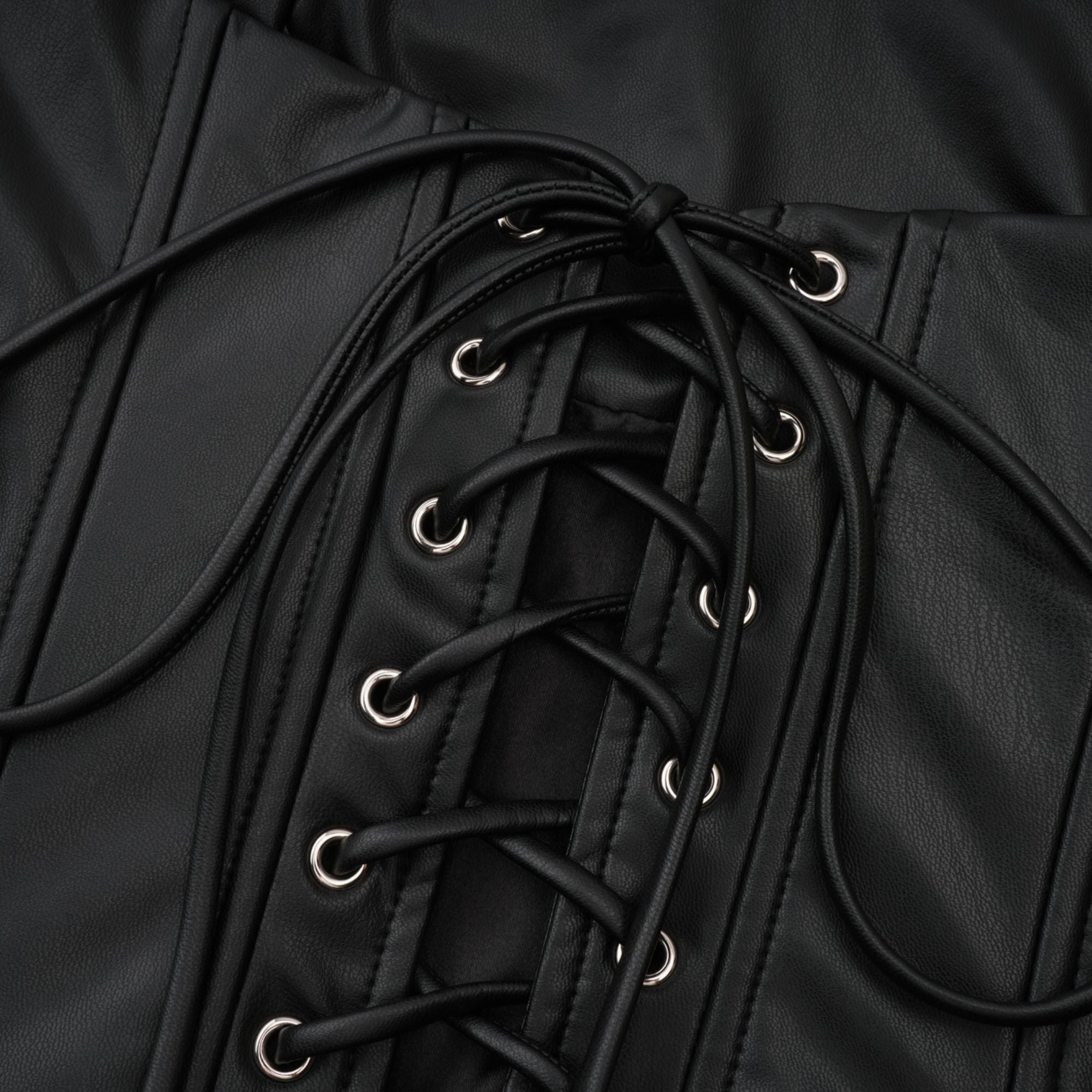 Agnes Black Ruched Leather Bodycon Mini Dress (Final Sale)