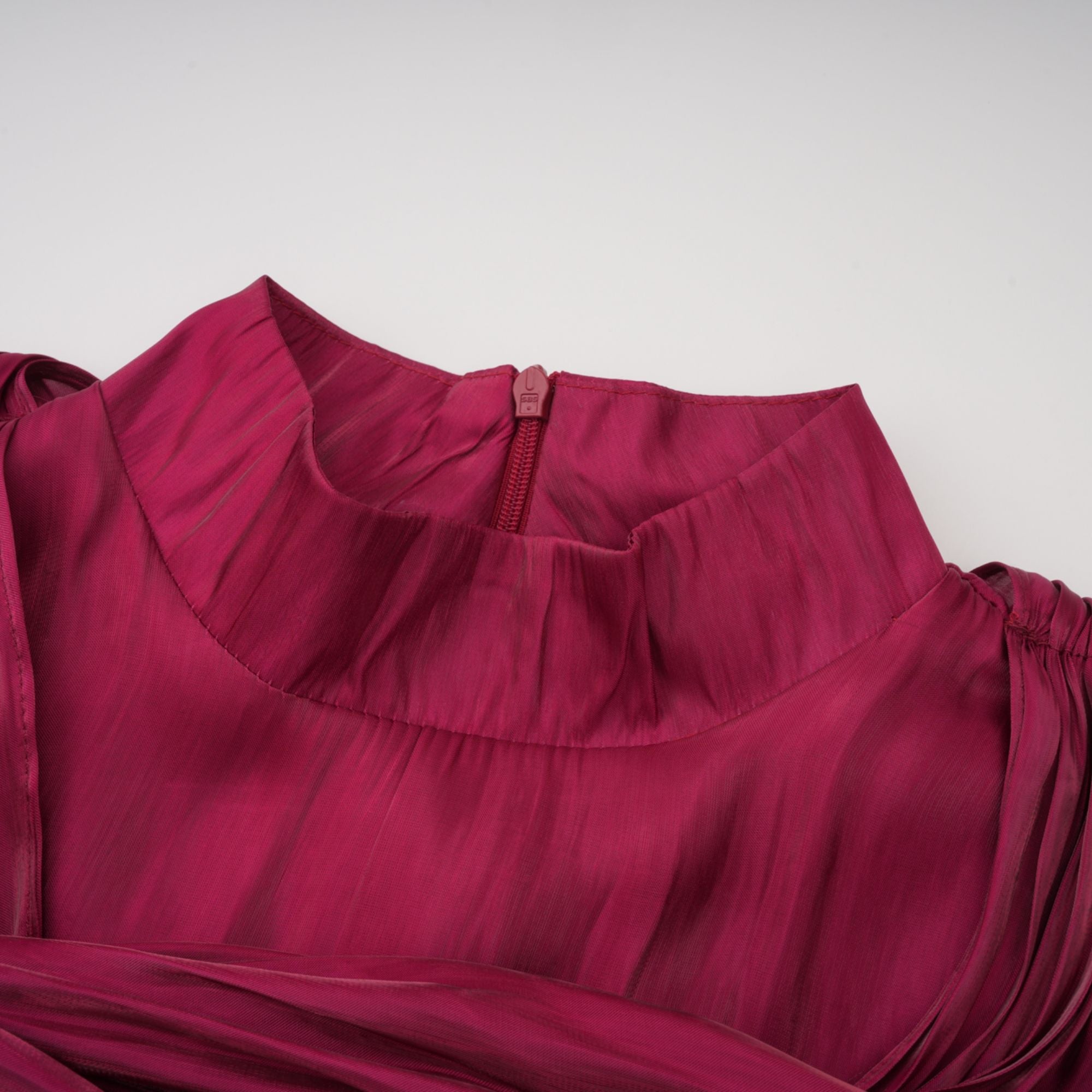 Danuta Burgundy Ruched Pleated Maxi Dress (Final Sale)