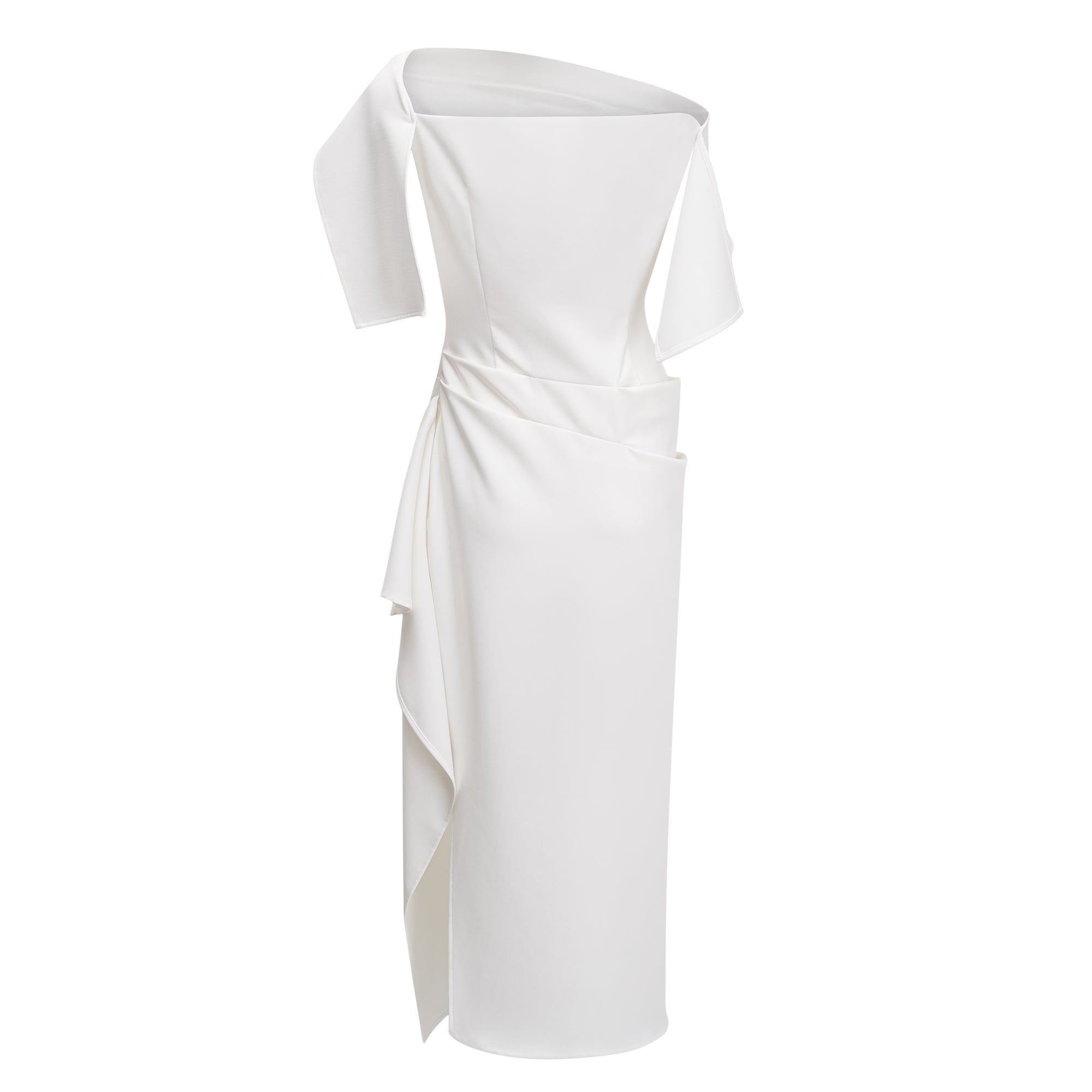 Kåre White Asymmetrical Gathered Midi Dress