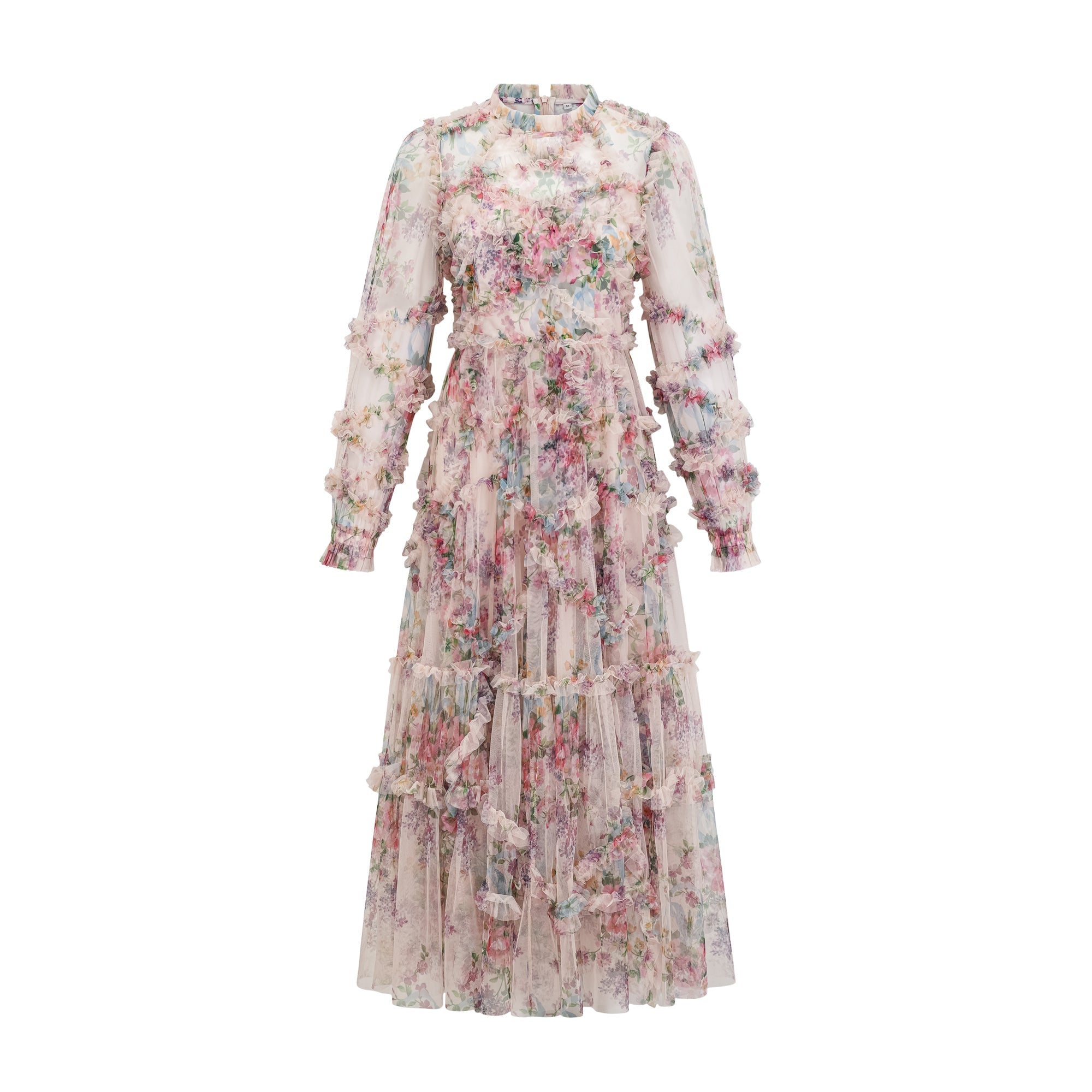 Candice floral ruffled tulle midi dress (US Only)