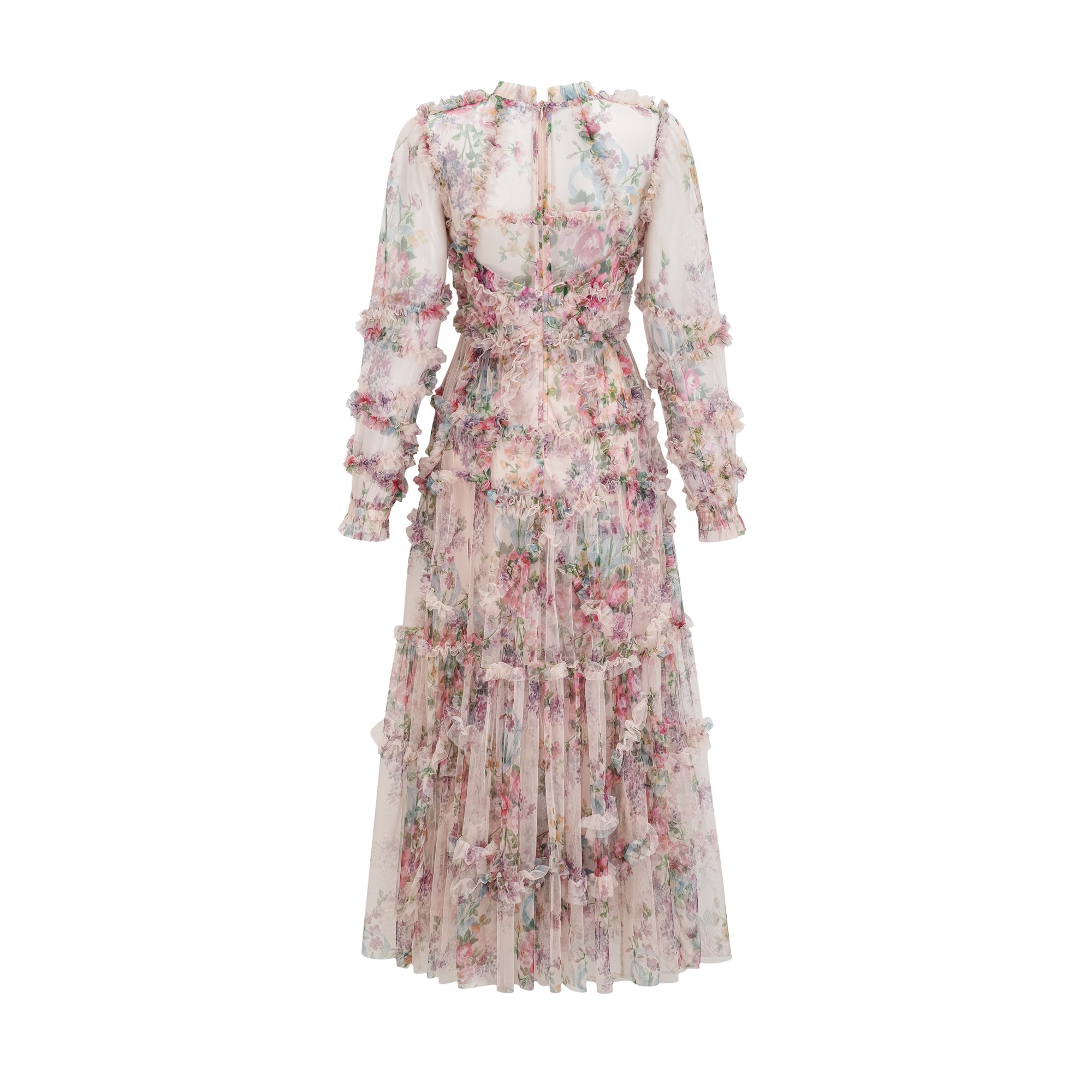 Candice floral ruffled tulle midi dress (US Only)