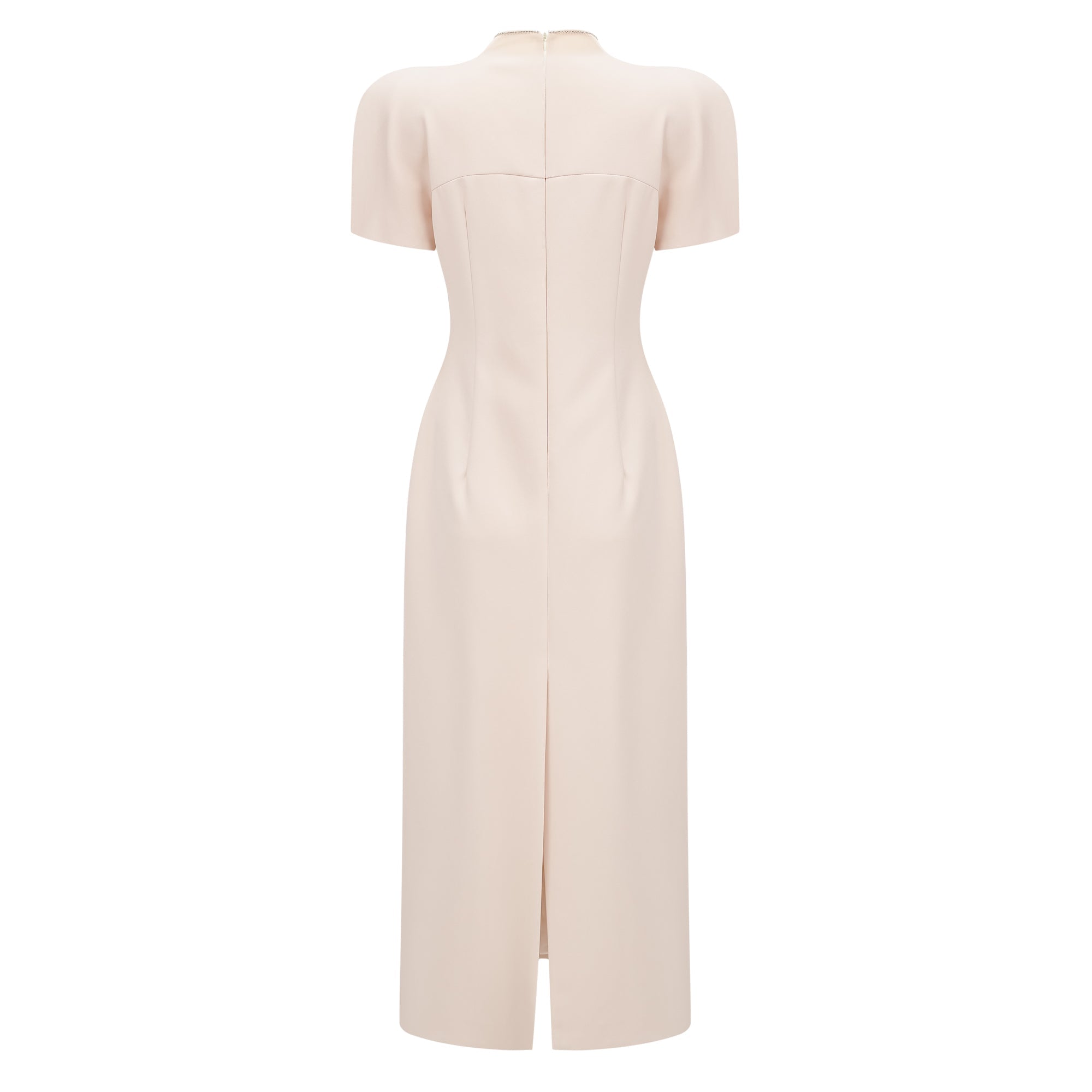 Quintella Neutral Floral Crystal Midi Dress