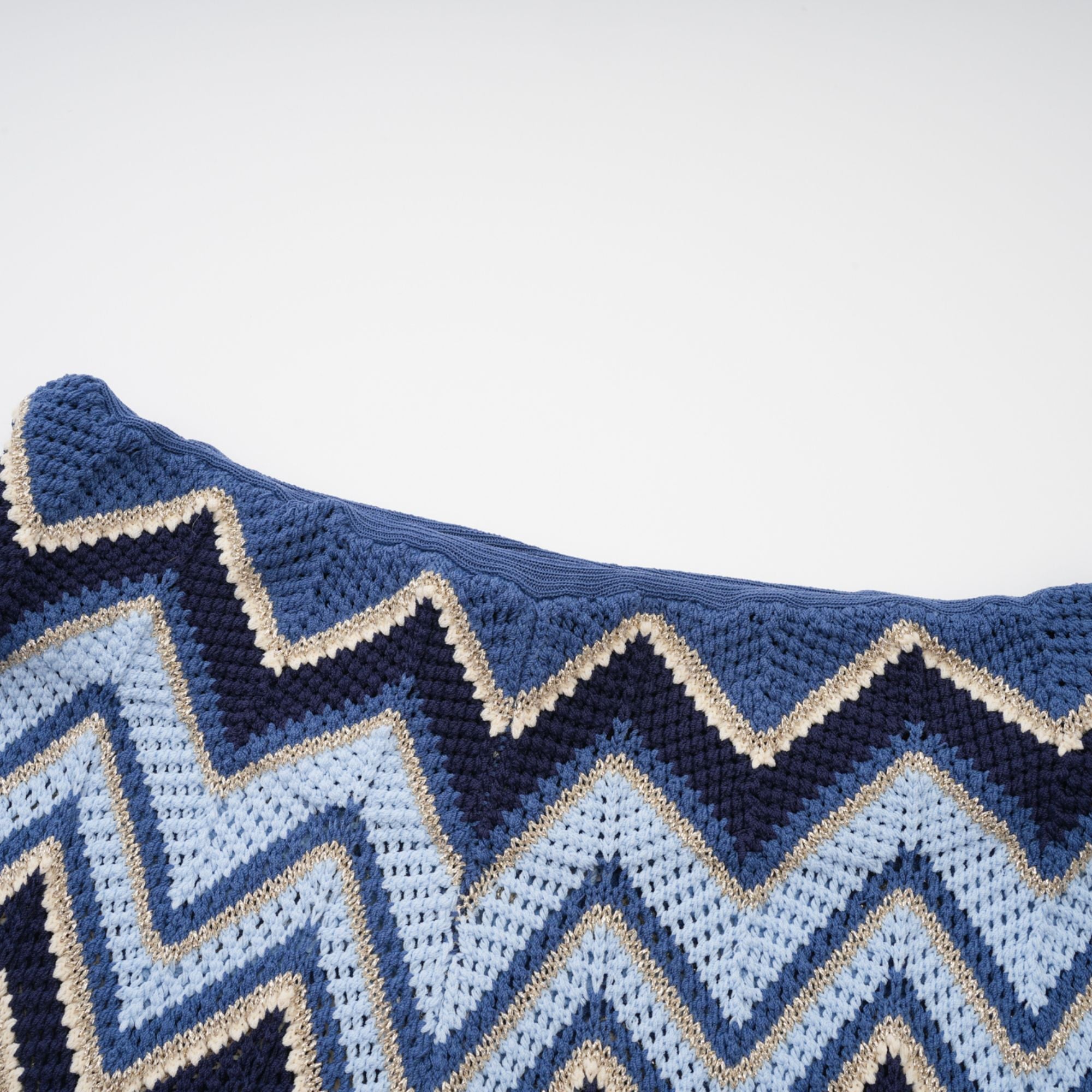 Irina blue zigzag-woven pointelle-knit top & trousers matching set