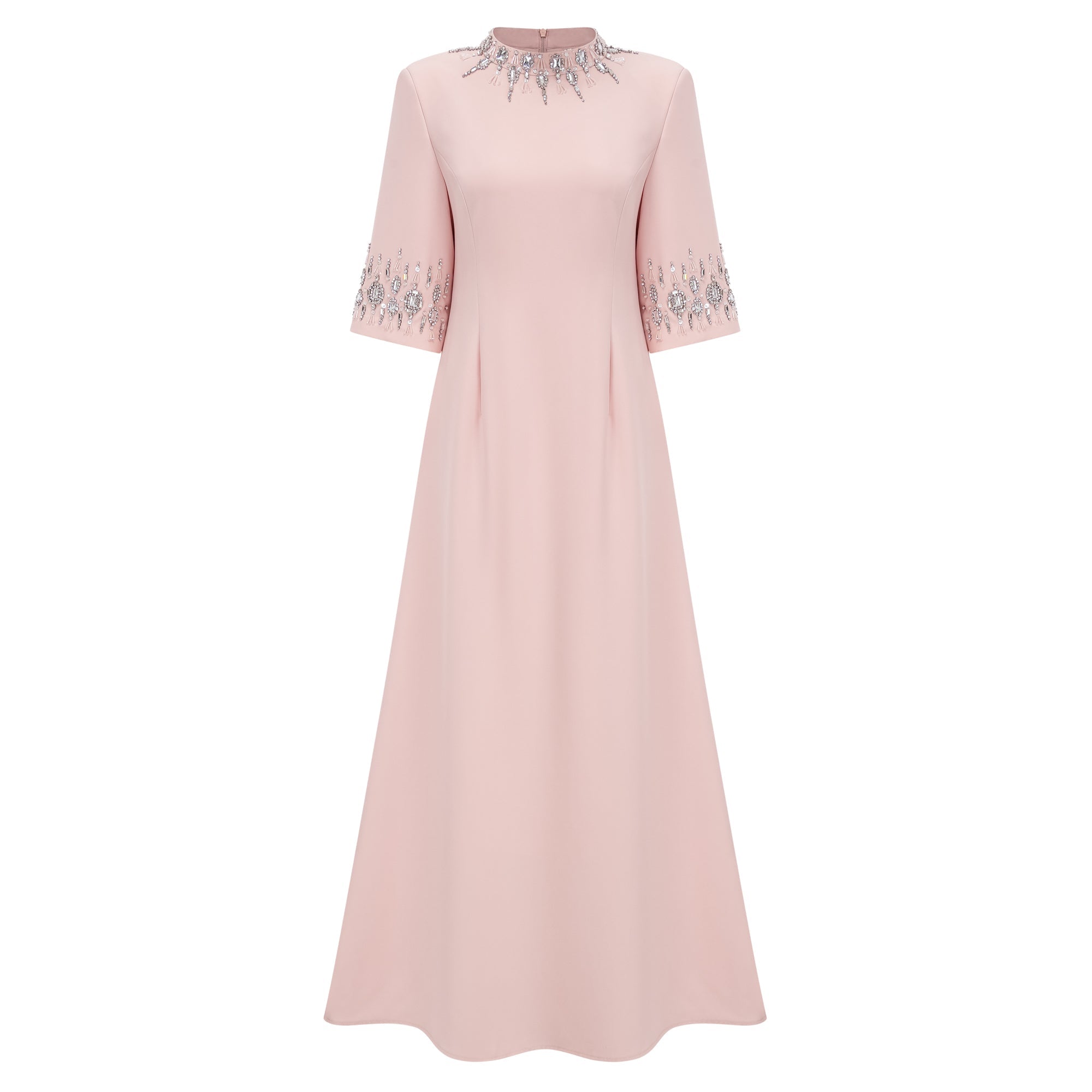Klaudia Pink Embellished Corset Maxi Dress (Final Sale-US Only)