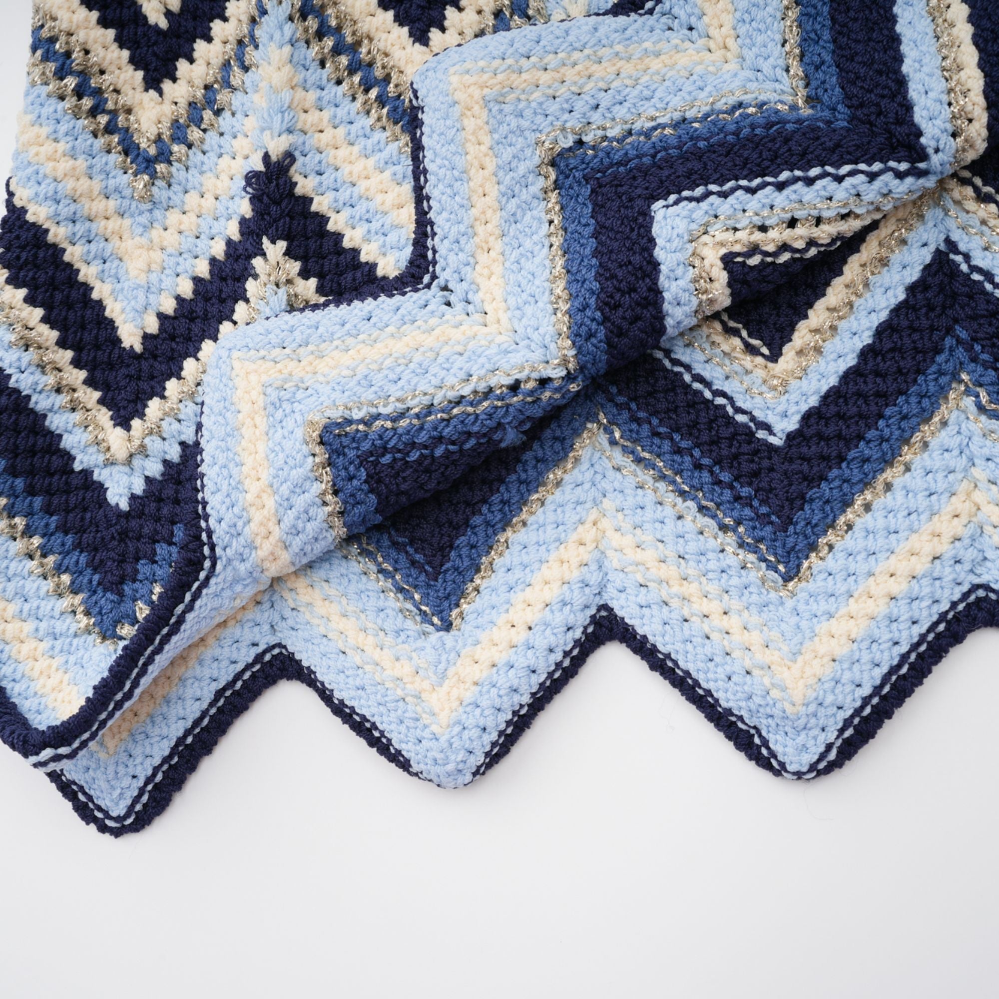Irina blue zigzag-woven pointelle-knit top & trousers matching set