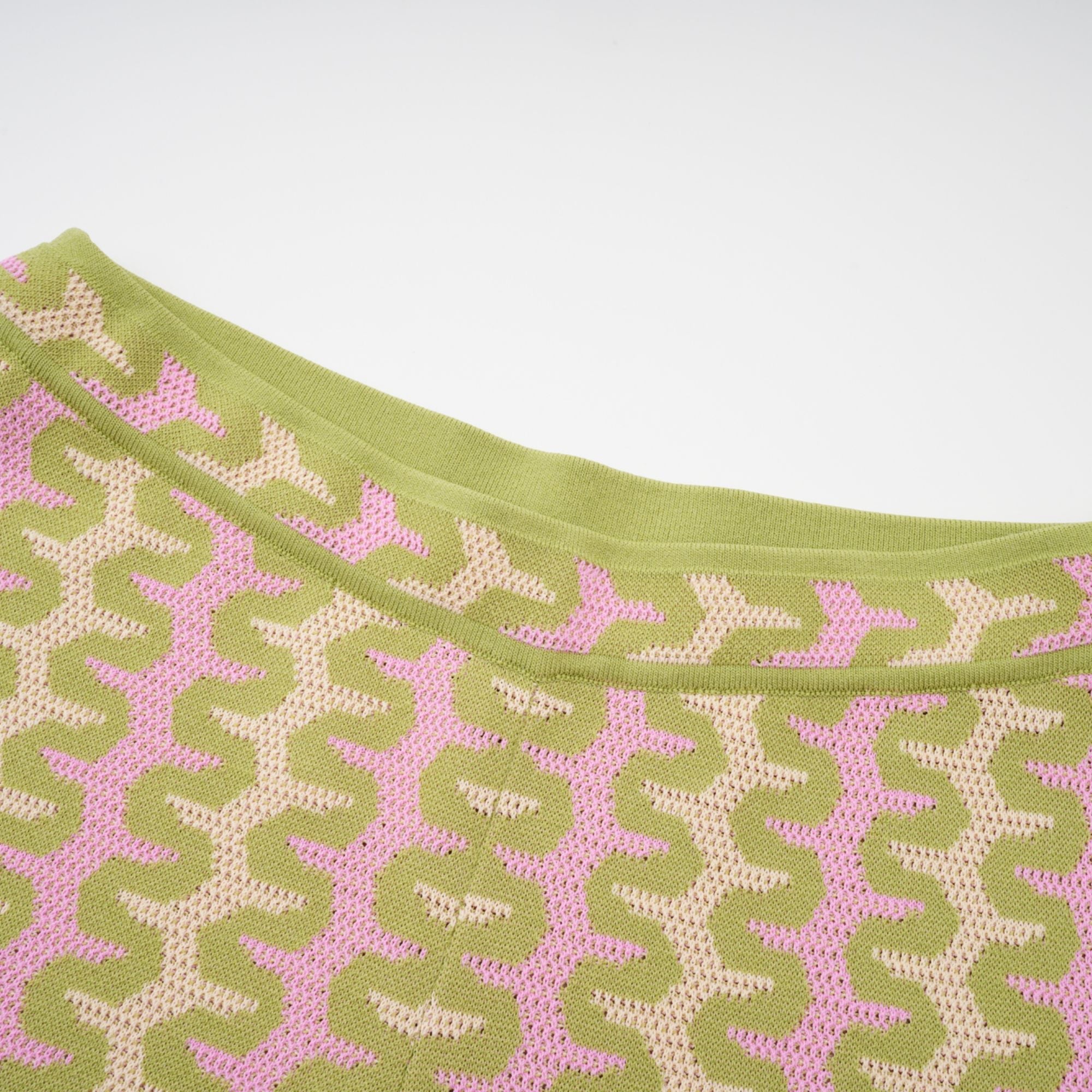 Ophélie green color-block knitted shirt & trousers matching set (Final Sale-US Only)