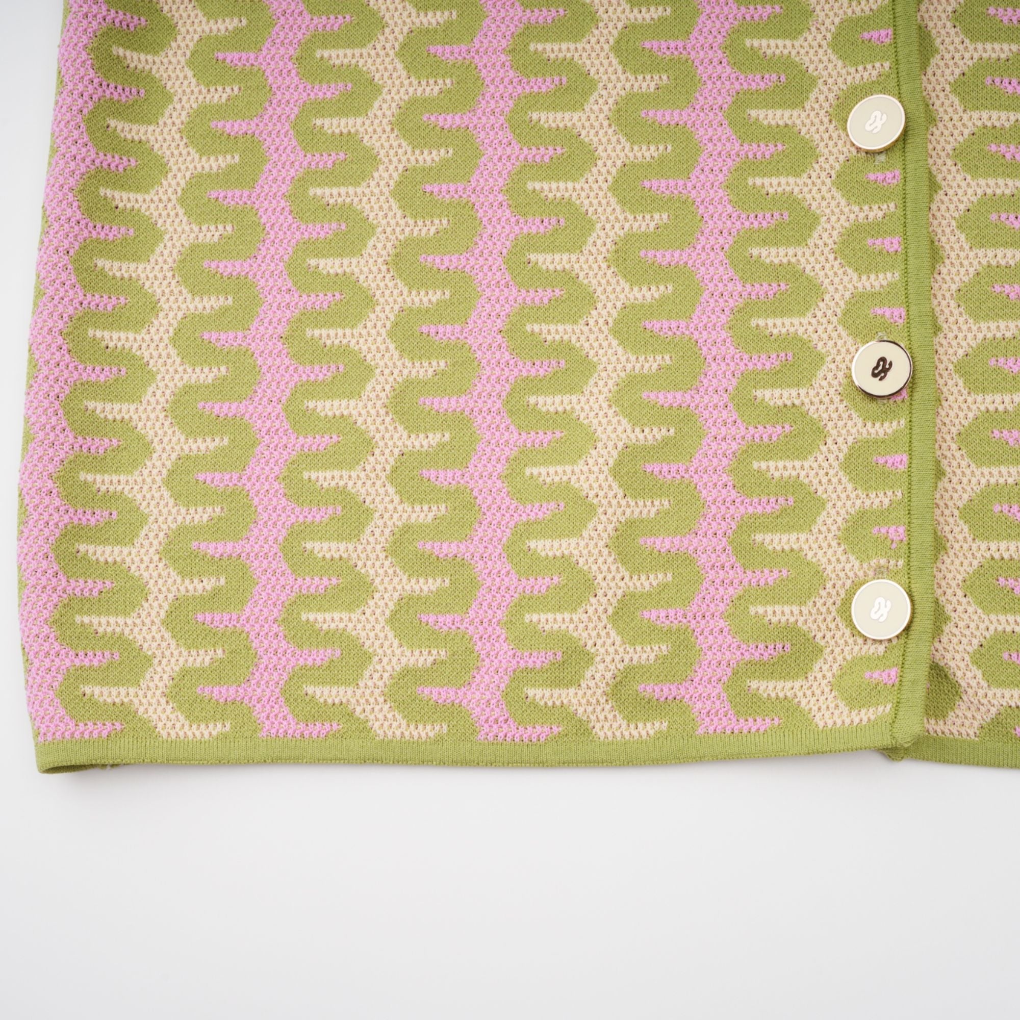 Ophélie green color-block knitted shirt & trousers matching set