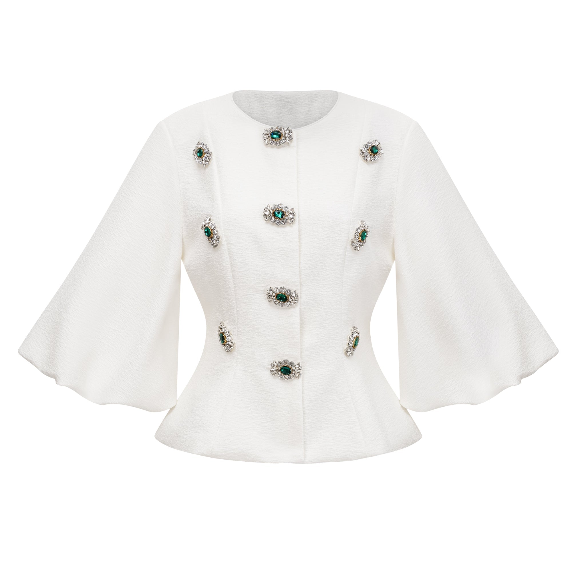 Bérénice White Crystal Embellished Peplum Jacket (Final Sale-US Only)