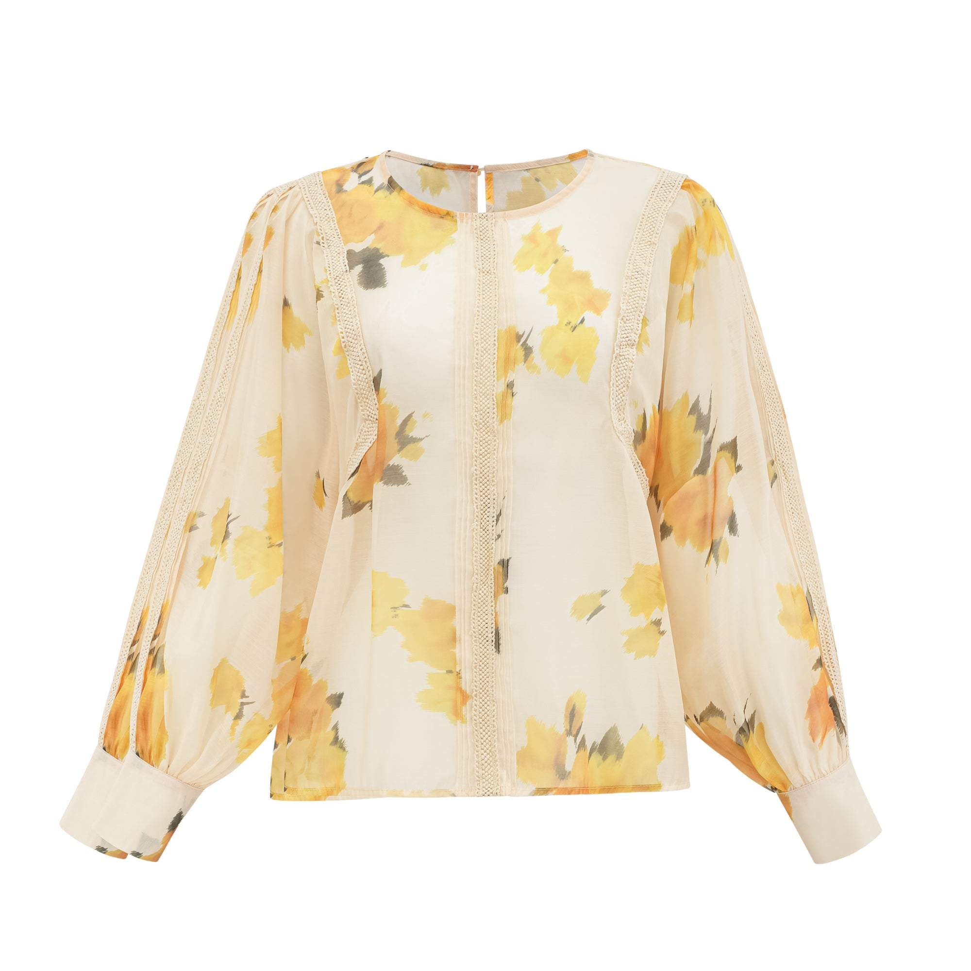 Éva yellow floral-print blouse & skirt matching set - Yellow