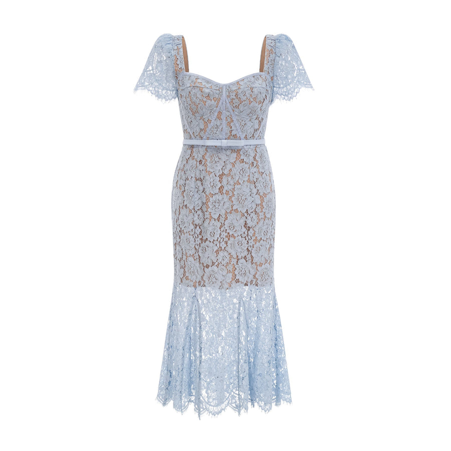 Audrey blue floral-lace boned midi dress (Final Sale-US Only)