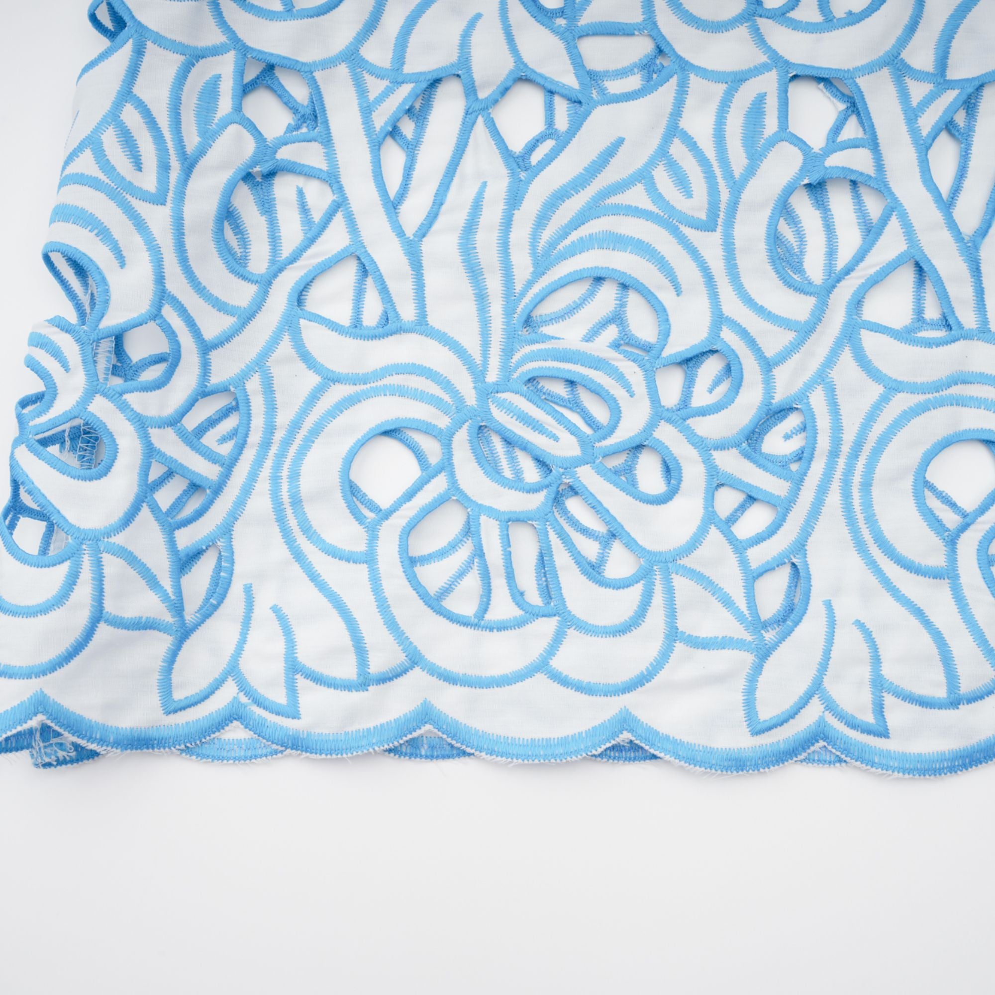 Aurore blue cut-out embroidered top & skirt matching set (Final Sale-US Only)