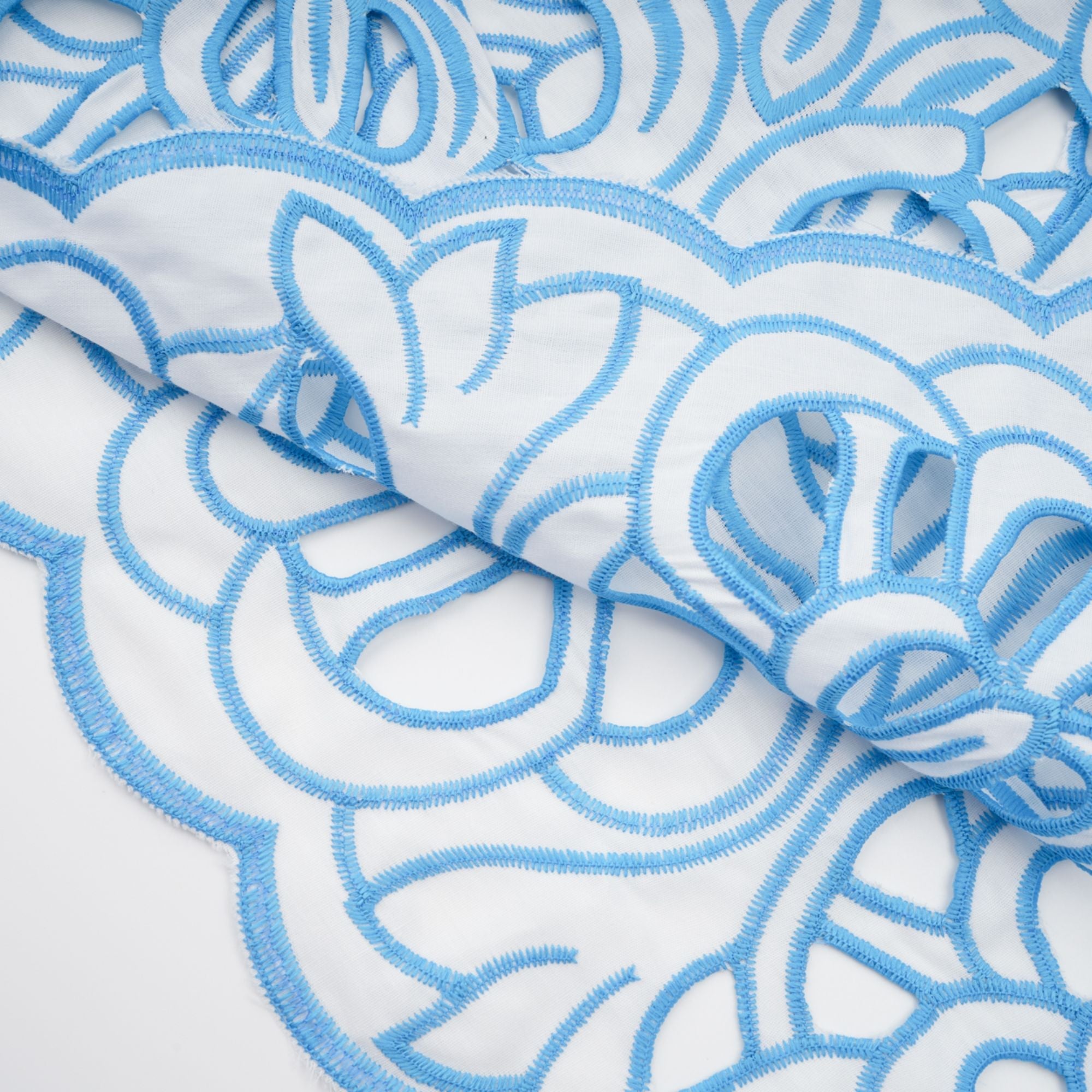 Aurore blue cut-out embroidered top & skirt matching set (Final Sale-US Only)