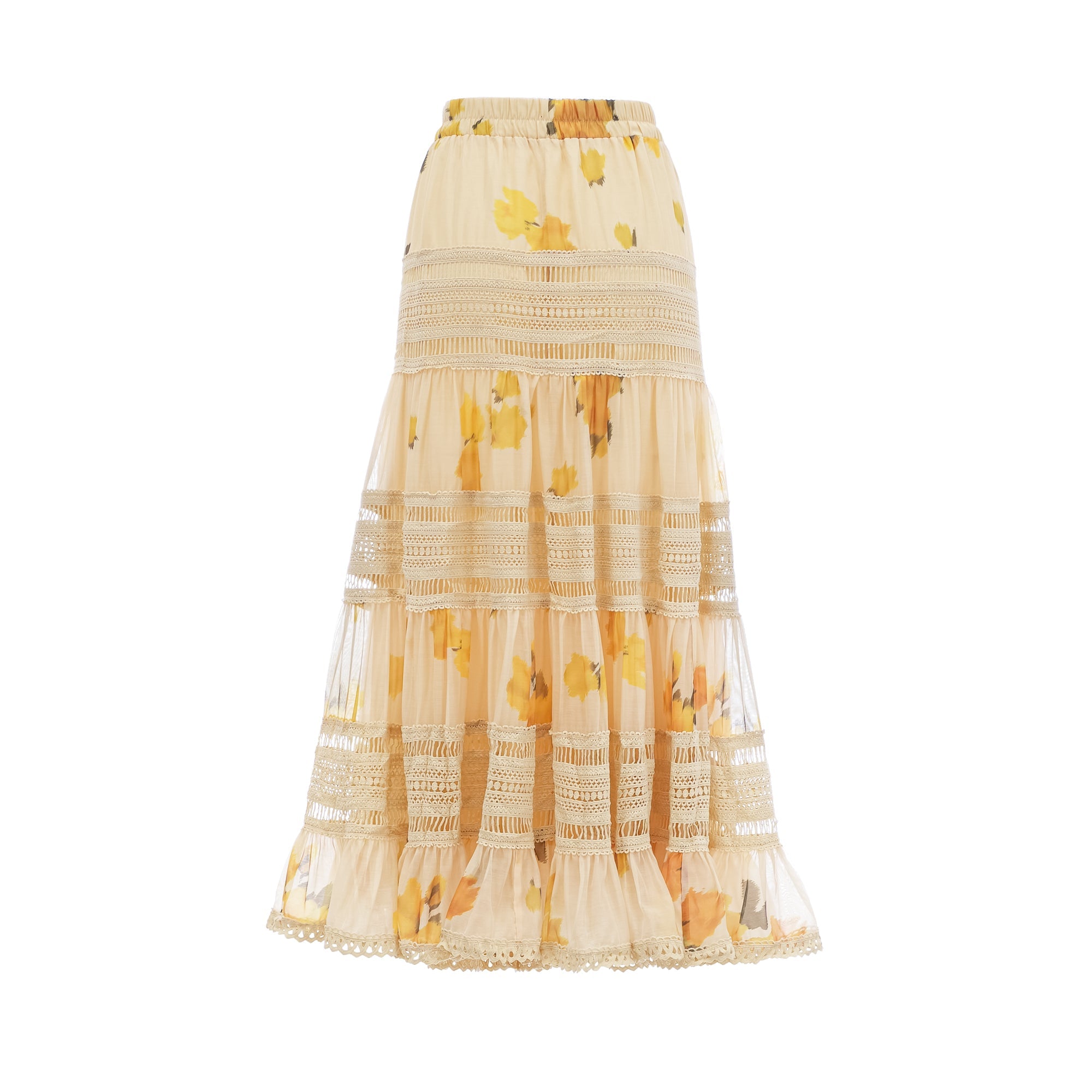 Éva yellow floral-print blouse & skirt matching set - Yellow
