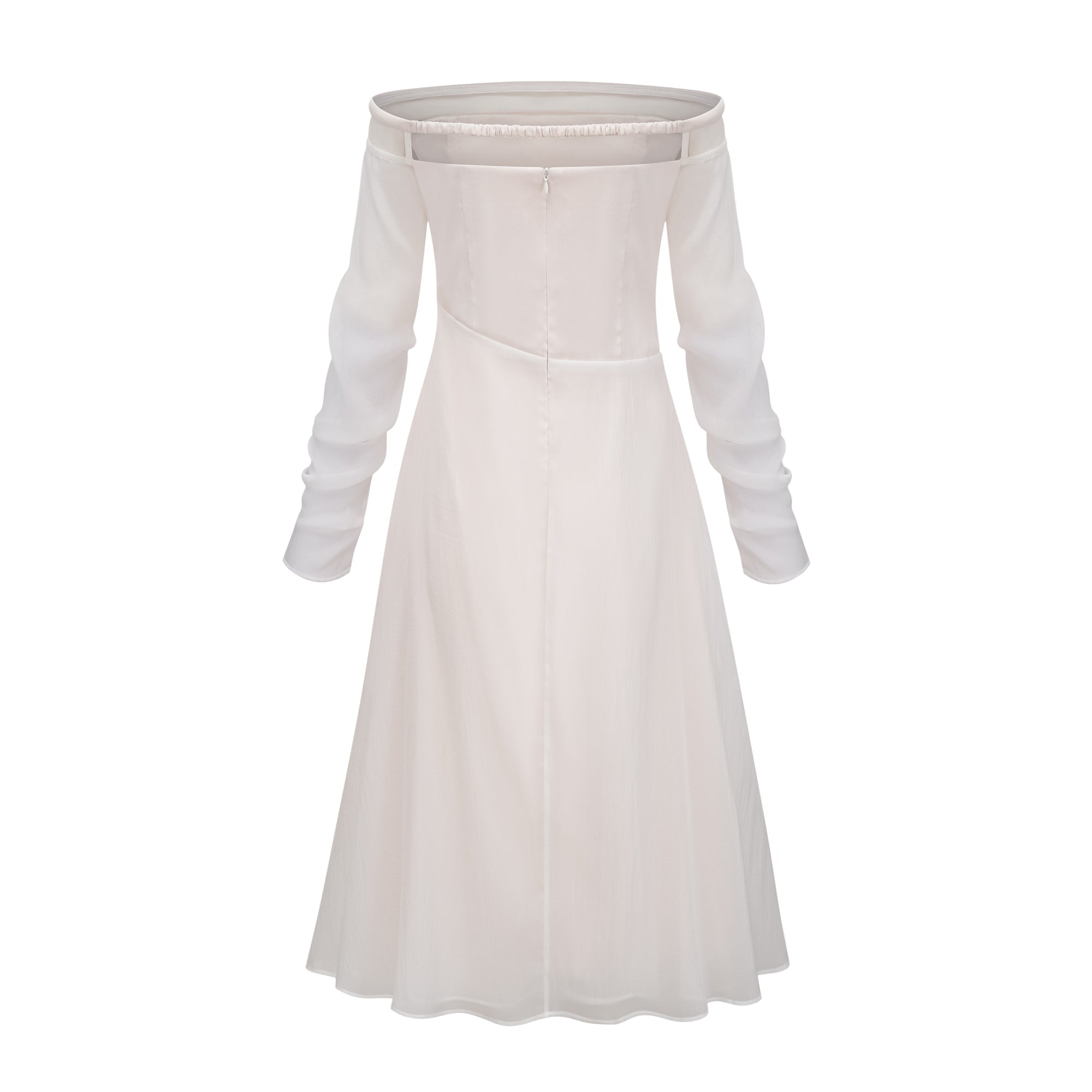 Gelsomina White Gathered Crepe Midi Dress (Final Sale-US Only)