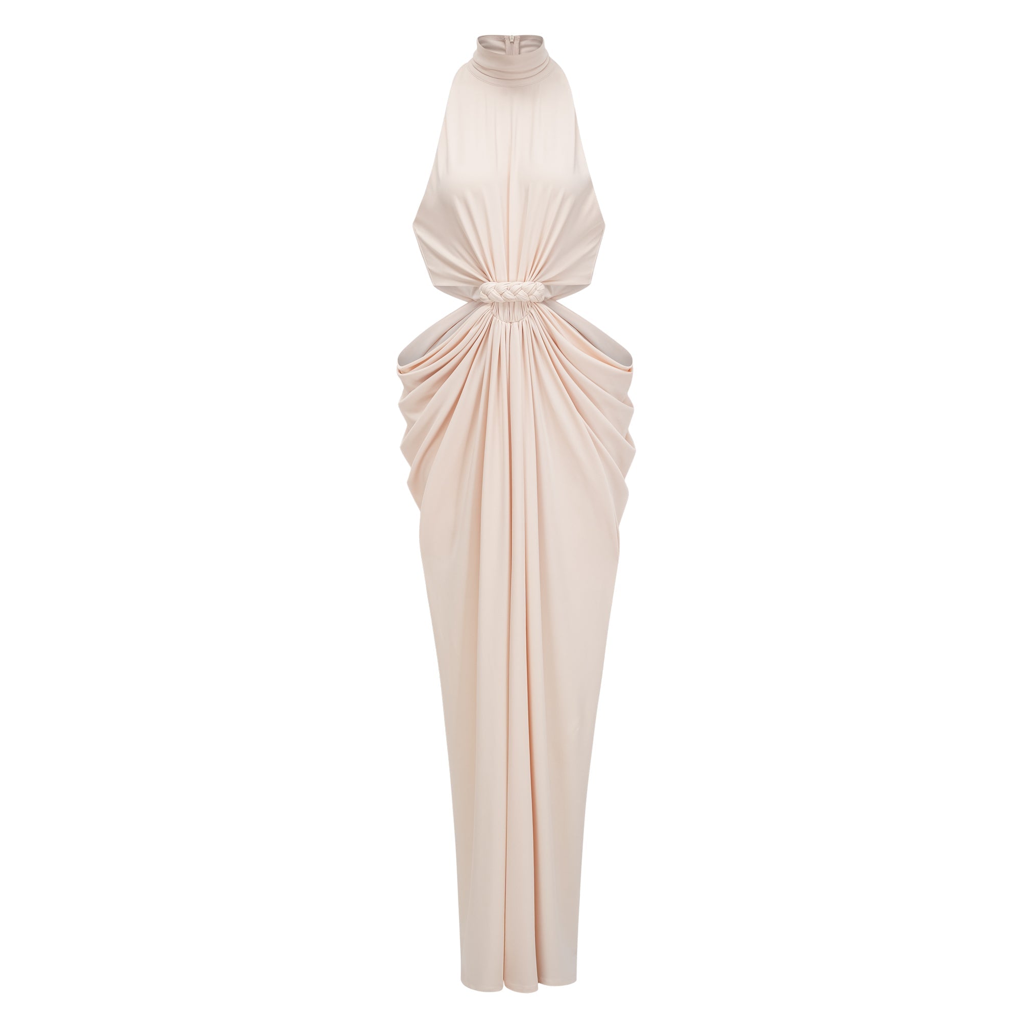 Joaquín Neutral Braid Detail Ruched Dress Maxi (Final Sale-US Only)