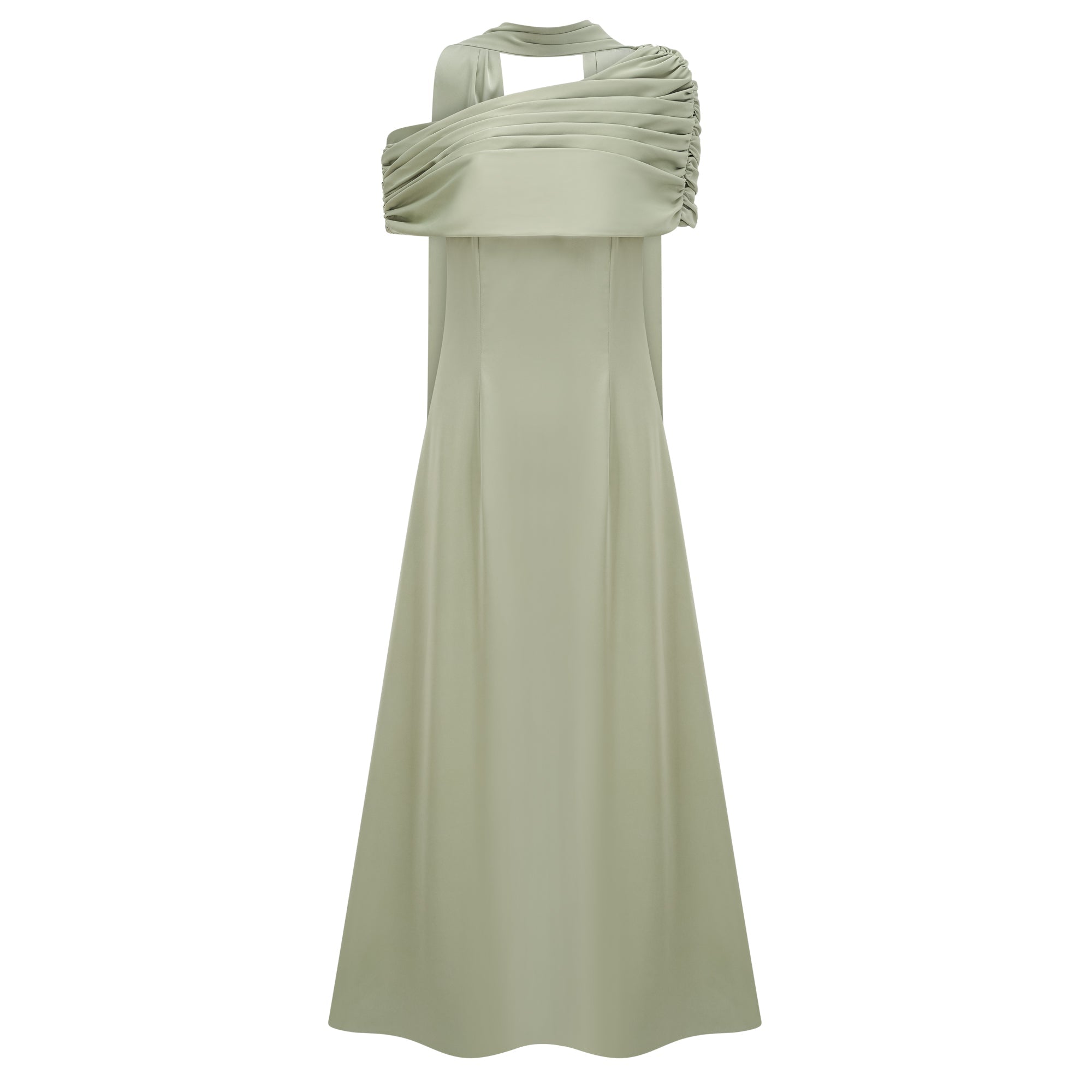 Benedetta Green One Shoulder Satin Maxi Dress (Final Sale-US Only)
