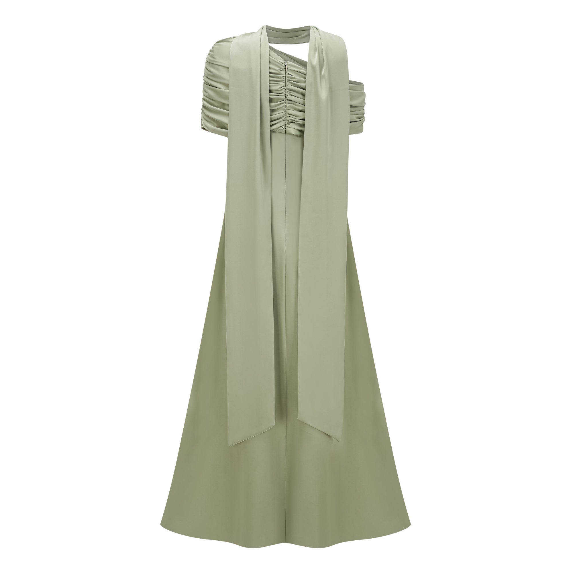 Benedetta Green One Shoulder Satin Maxi Dress (Final Sale-US Only)