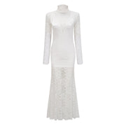 Airelle White Satin Panel Lace Maxi Dress (Final Sale)