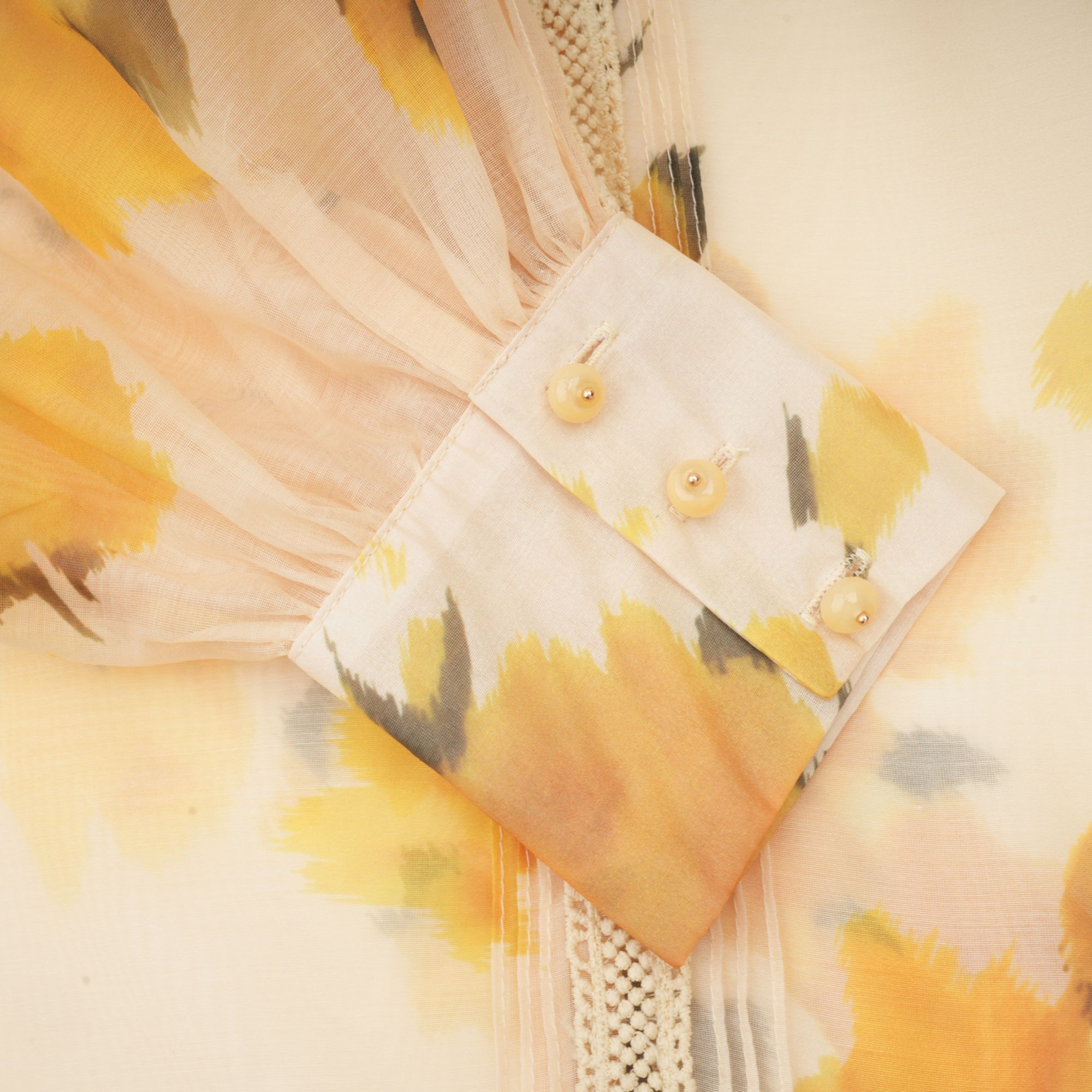 Éva yellow floral-print blouse & skirt matching set