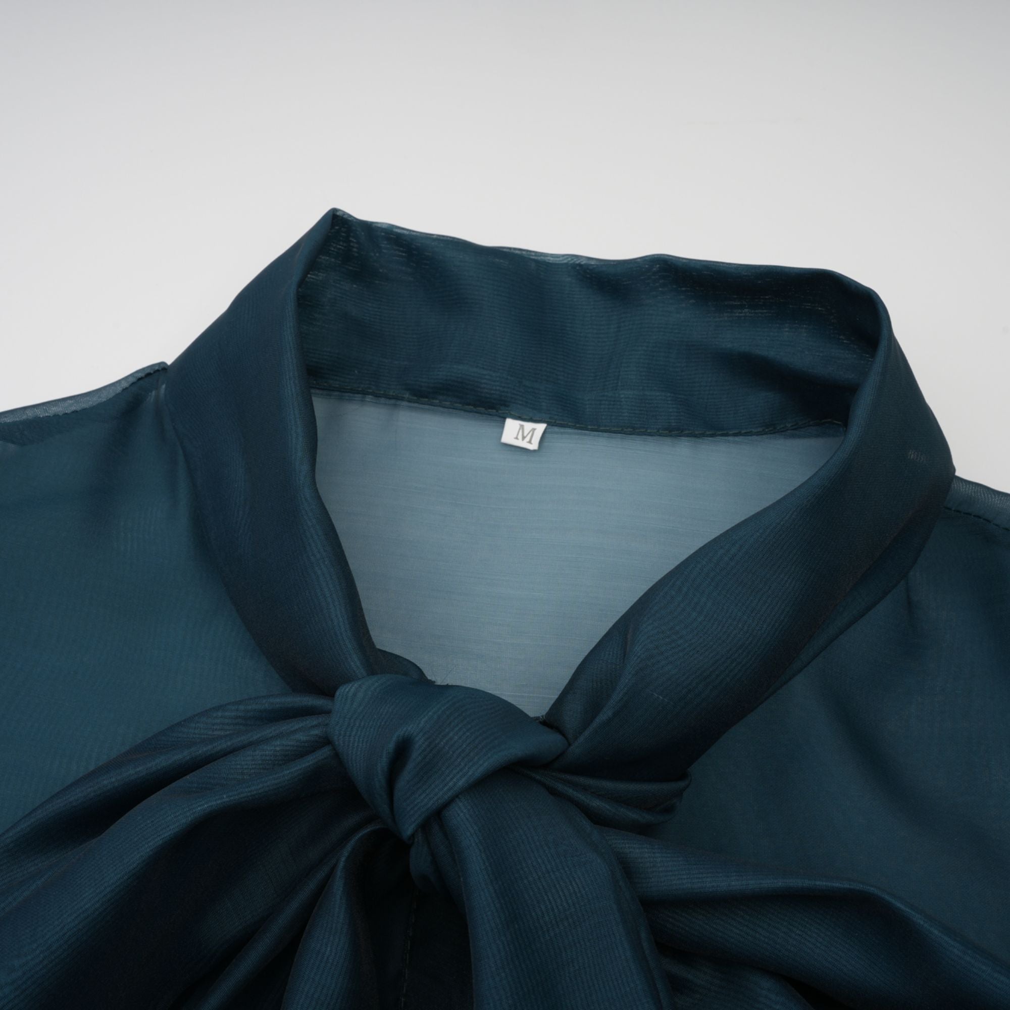 Zoé dark-green ribbon tie-neck shirt & skirt matching set (Final Sale-US Only)