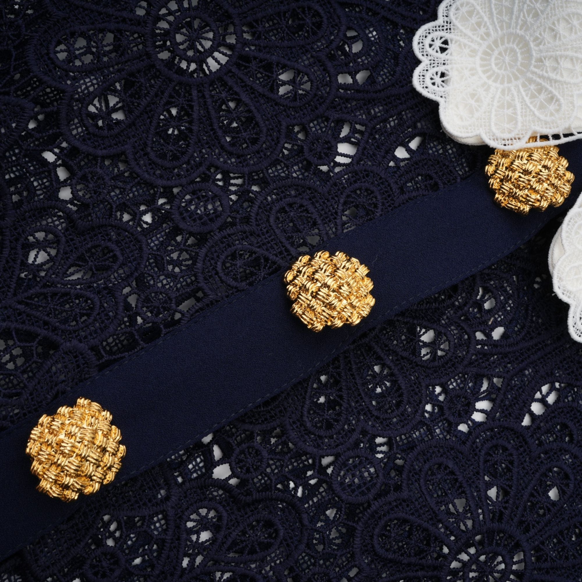 Ariane Navy Crochet-lace Midi Dress (Final Sale-US Only)