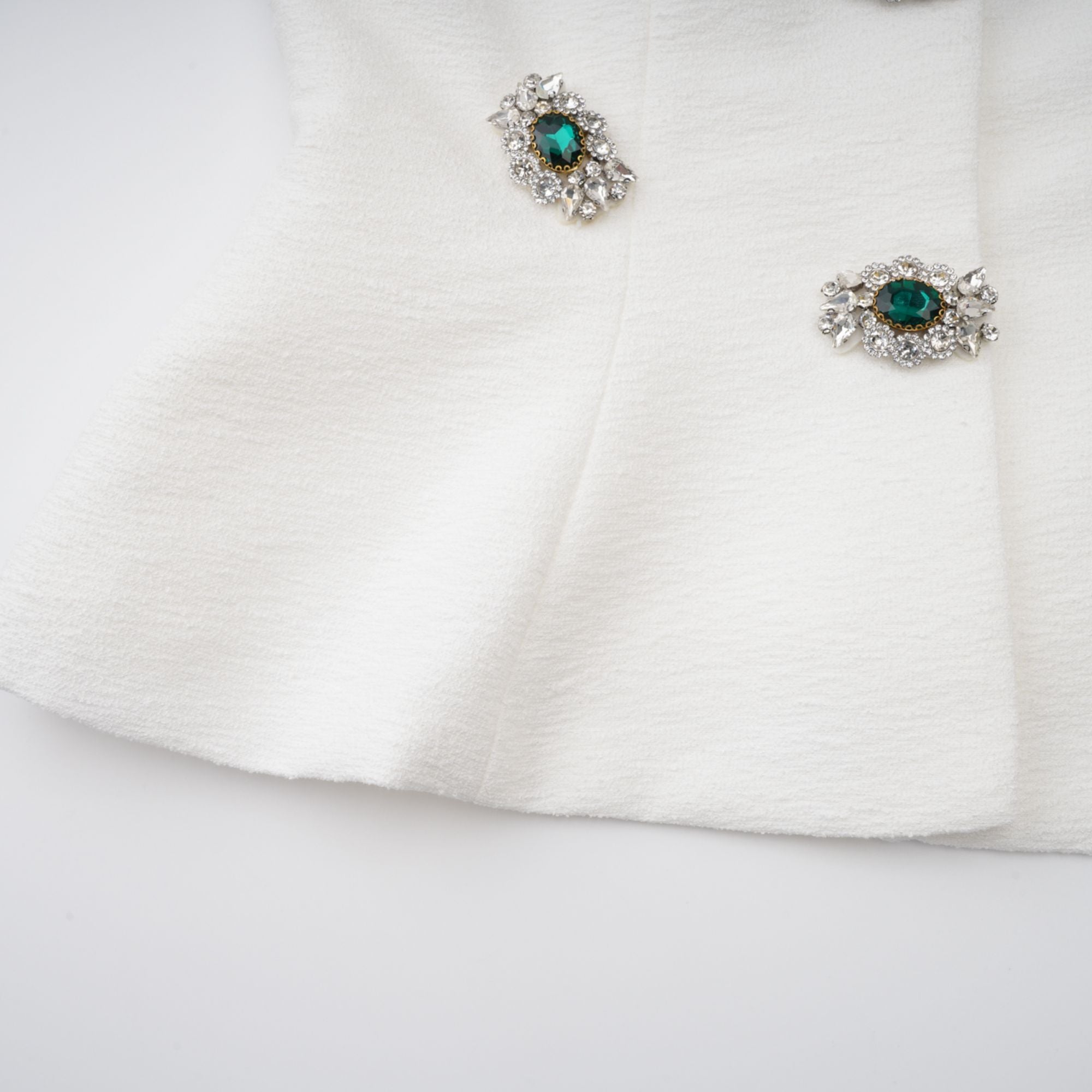 Bérénice White Crystal Embellished Peplum Jacket (Final Sale-US Only)
