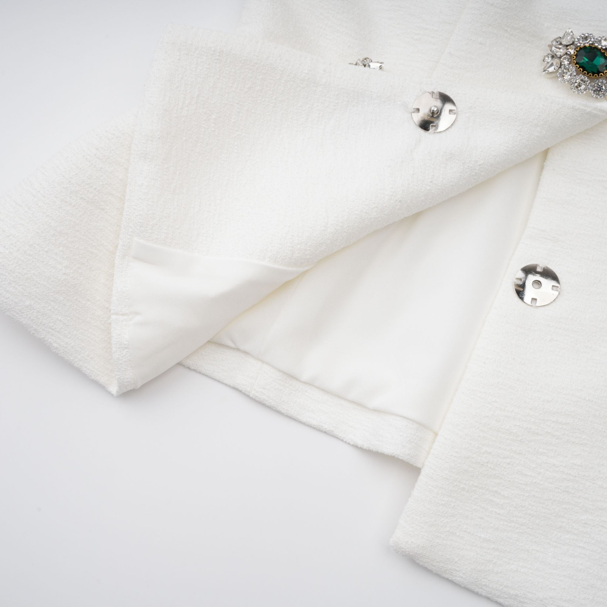 Bérénice White Crystal Embellished Peplum Jacket (Final Sale-US Only)