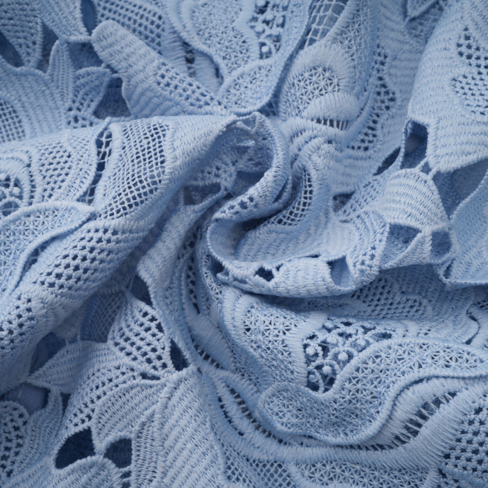 Aurore Blue Floral Appliqué Lace Midi Dress (Final Sale-US Only)