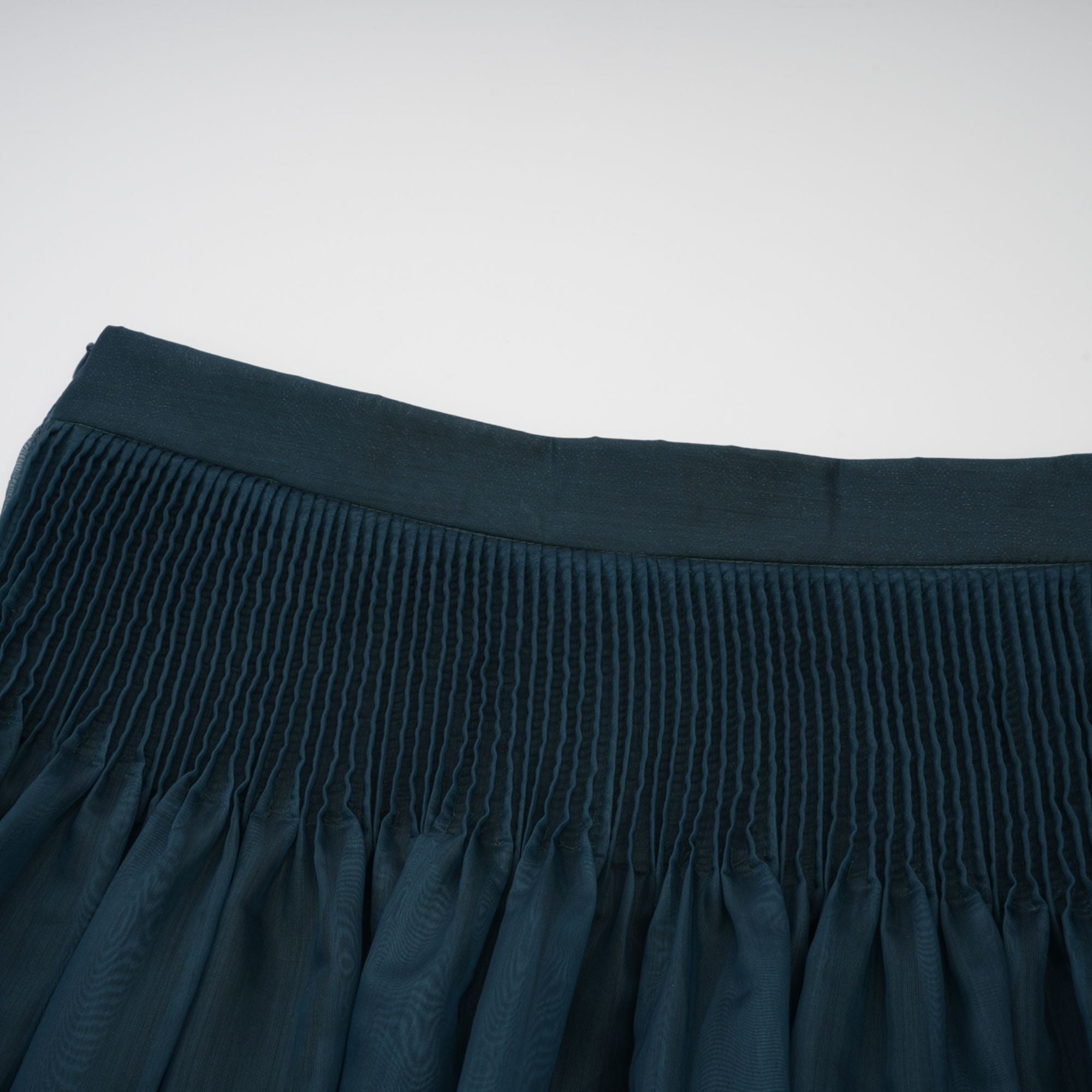 Zoé dark-green ribbon tie-neck shirt & skirt matching set (Final Sale-US Only)