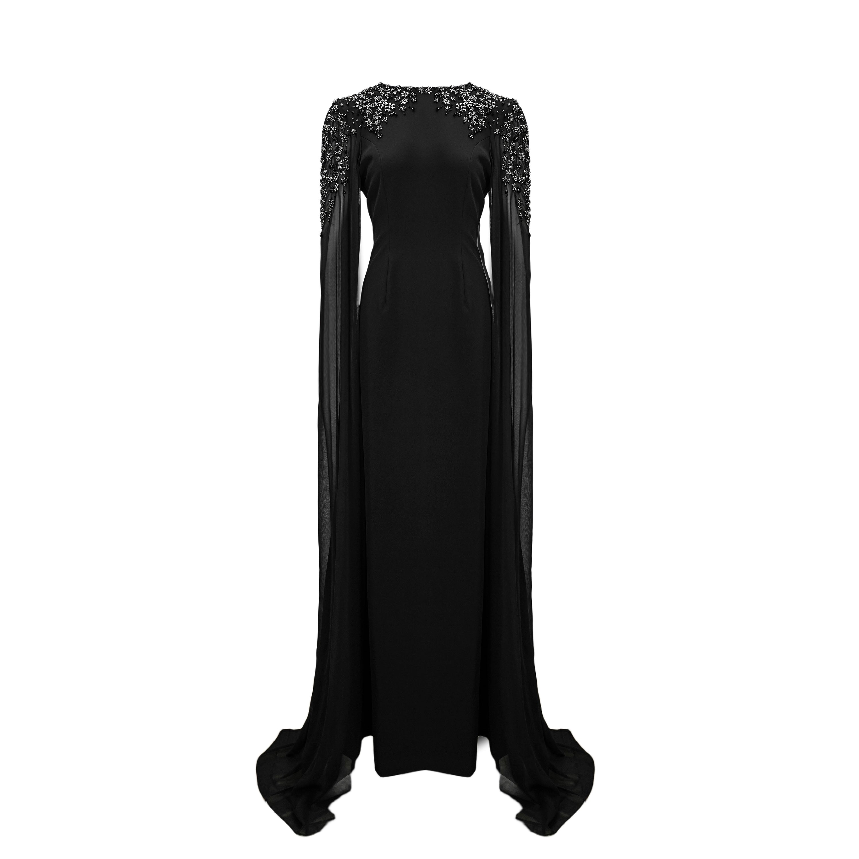 Yseult Black Embellished Maxi Gown