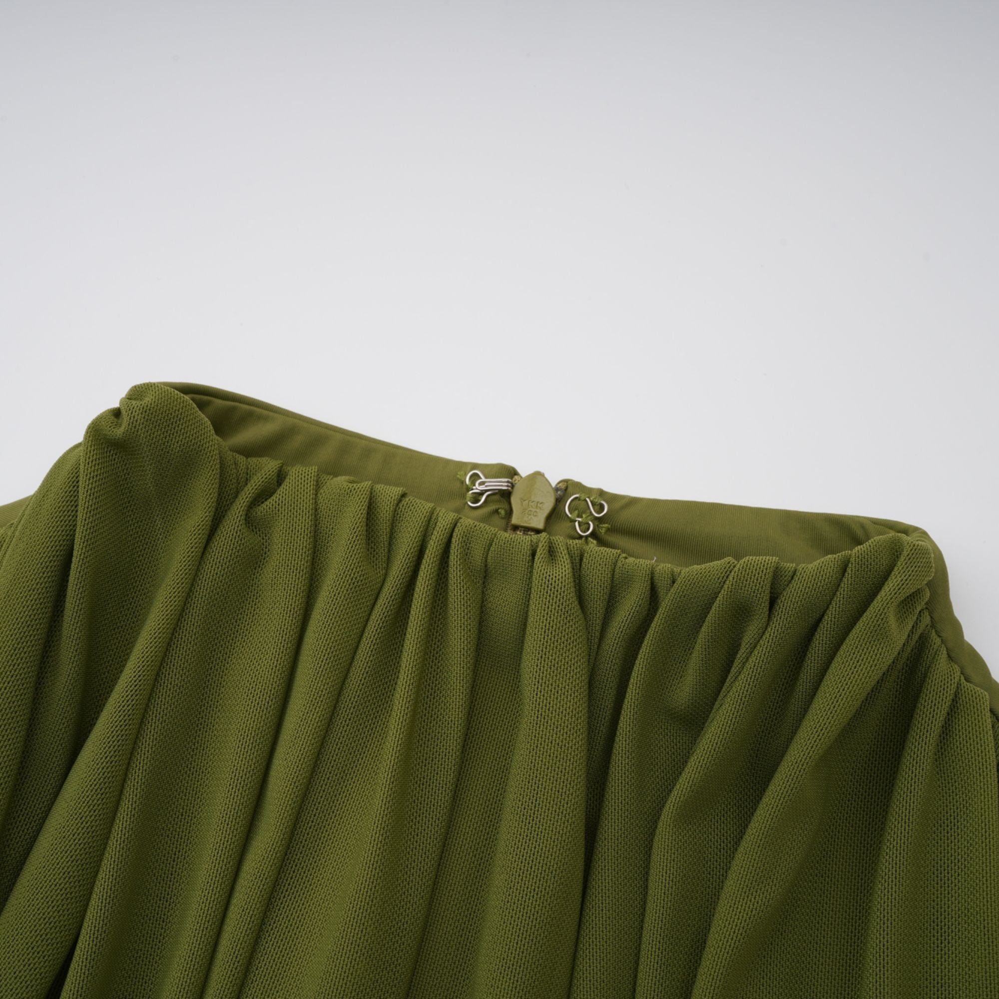 Arlette Green Asymmetrical Ruched Maxi Dress (Final Sale-US Only)