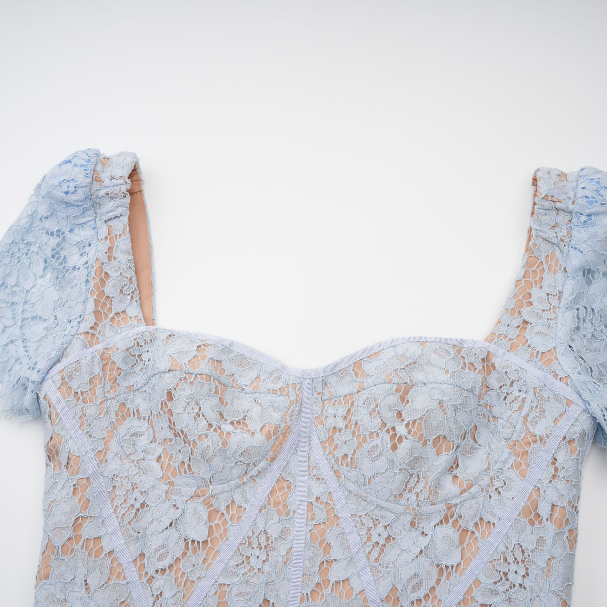 Audrey blue floral-lace boned midi dress (Final Sale-US Only)