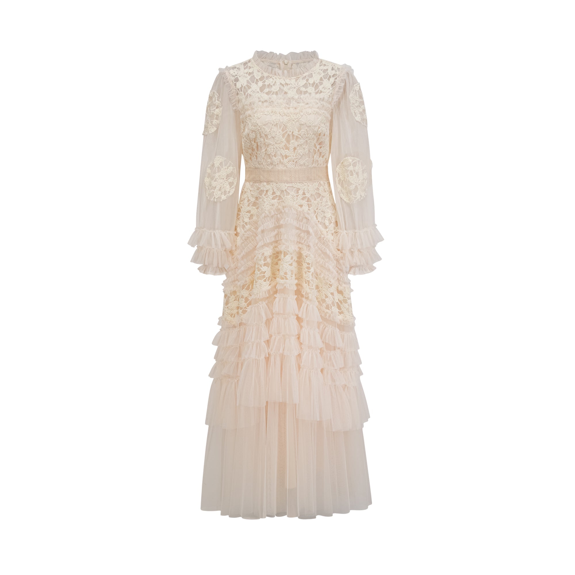 Capucine floral-embroidered layered tulle maxi dress