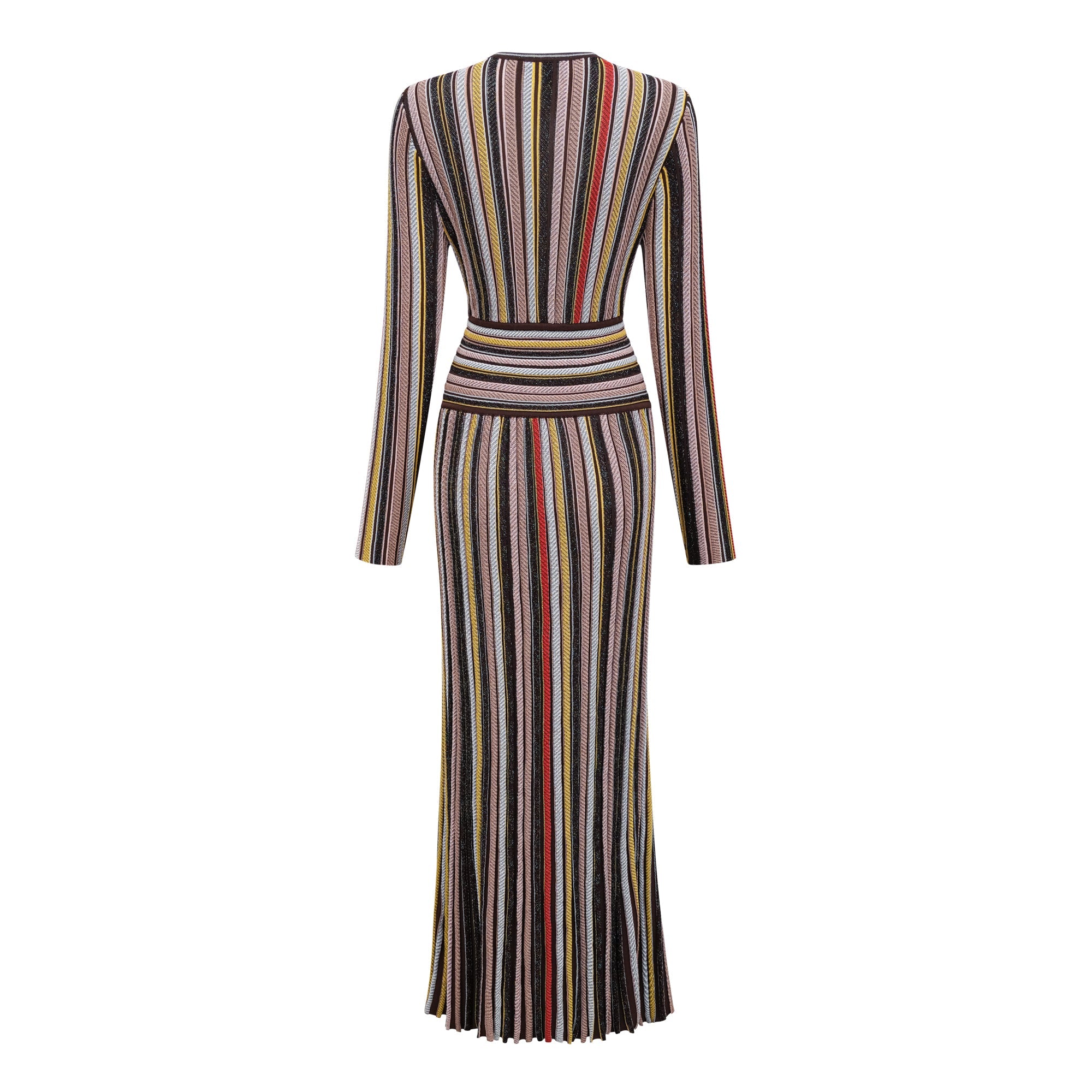 Phoebe Brown Vertical Stripe Knit Midi Dress