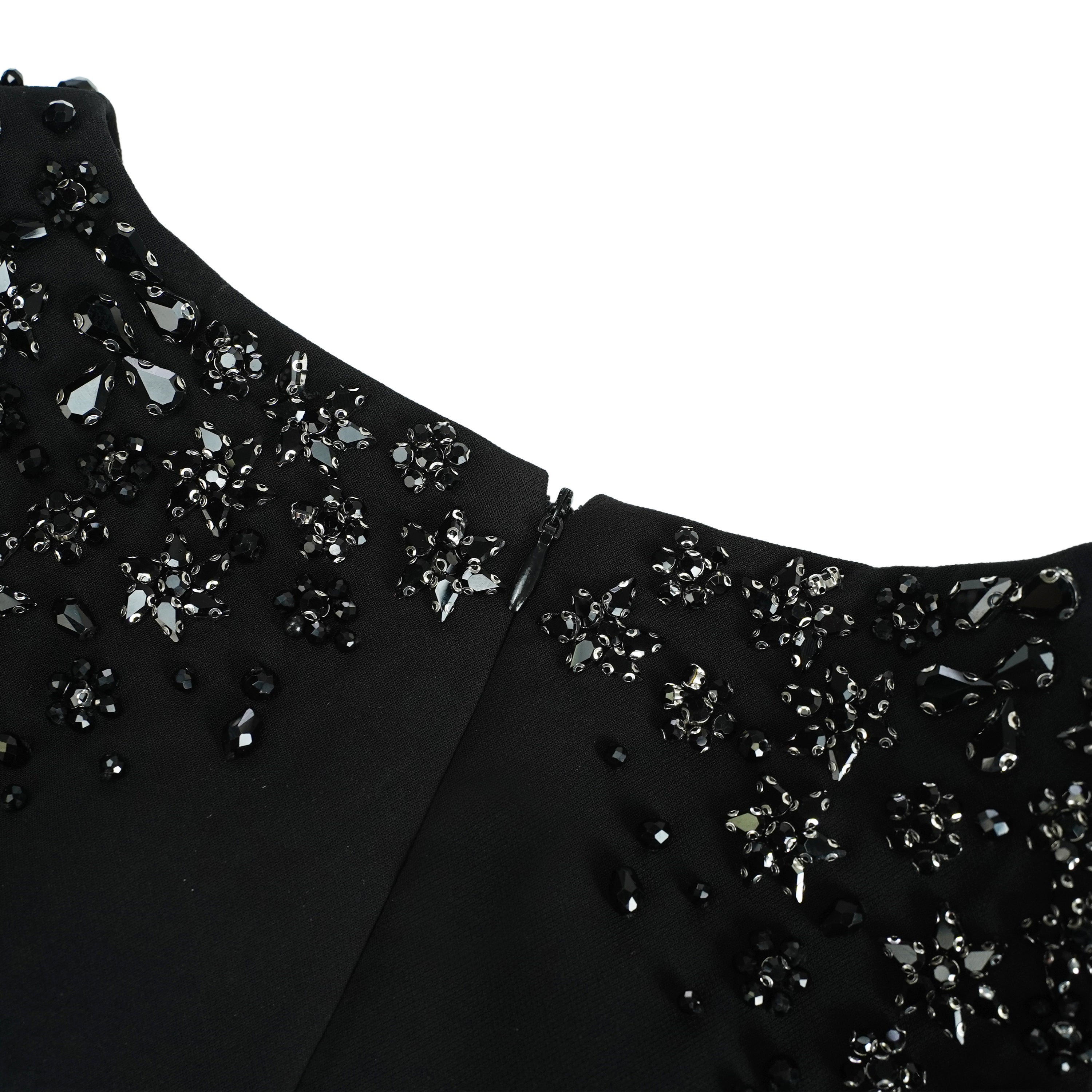 Yseult Black Embellished Maxi Gown