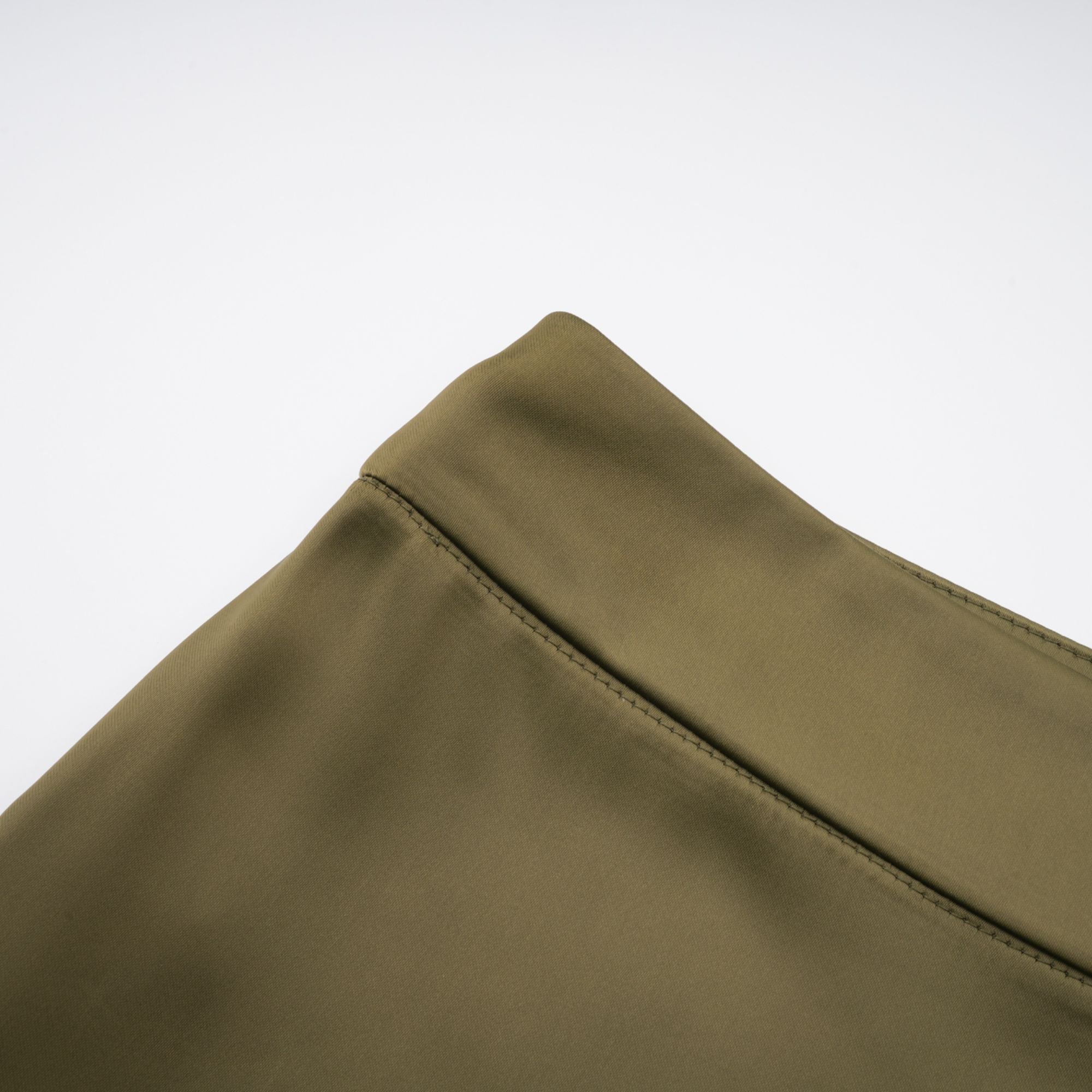 Borbála Green Fringed Top & Satin Skirt Set