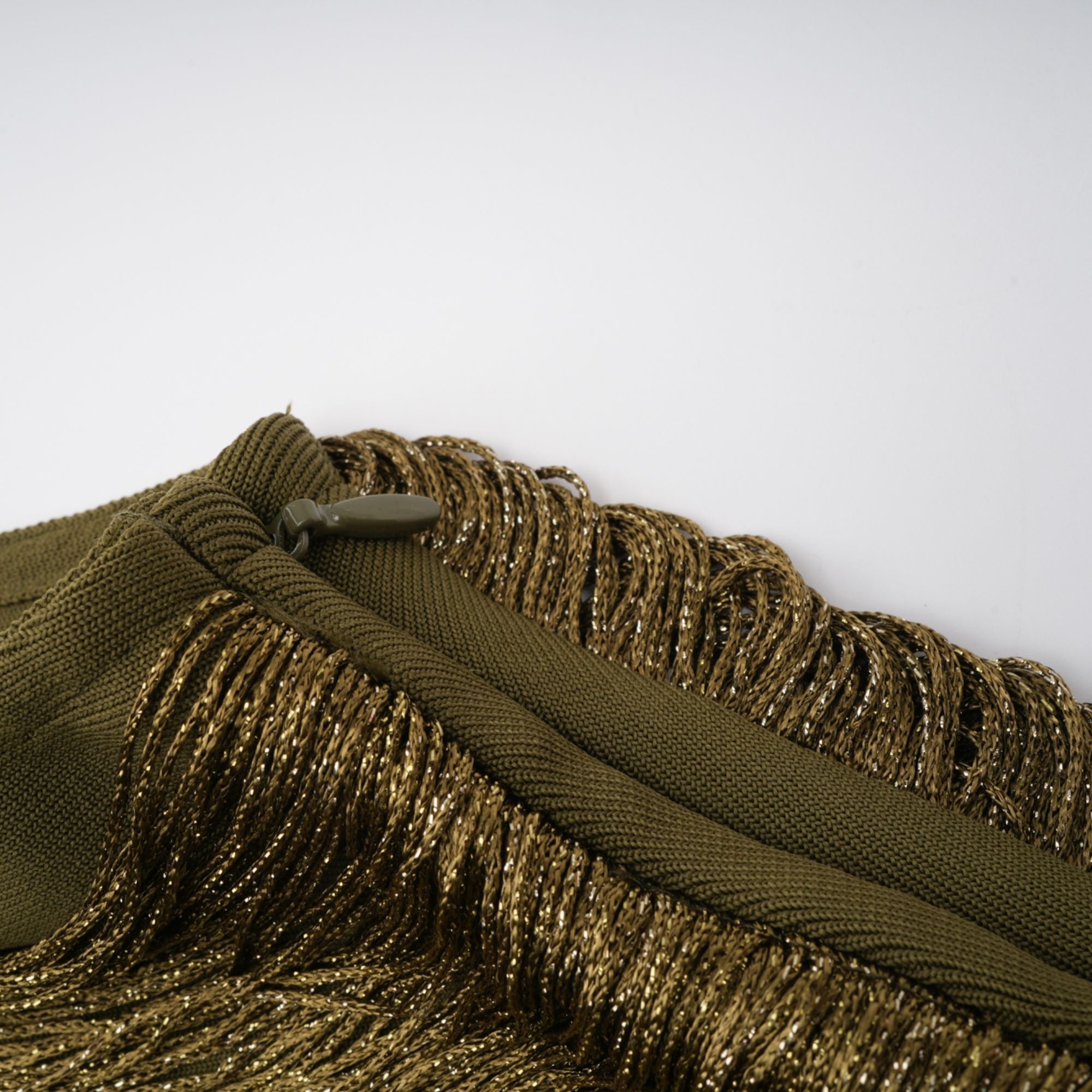 Borbála Green Fringed Top & Satin Skirt Set