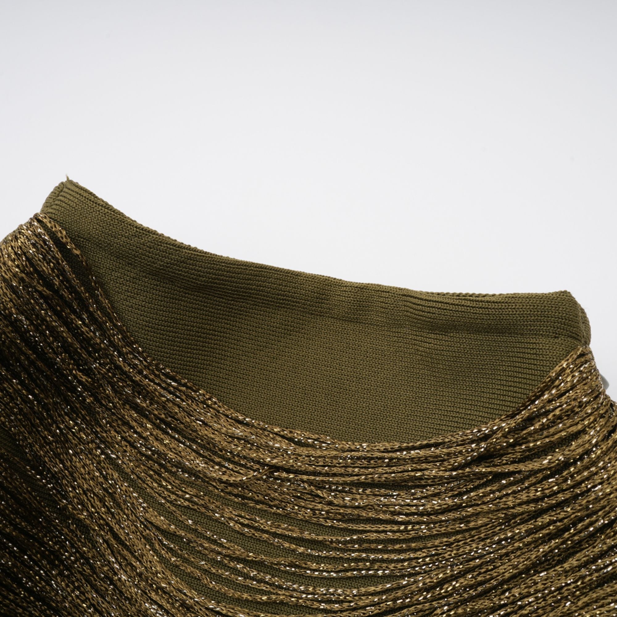 Borbála Green Fringed Top & Satin Skirt Set (Final Sale-US Only)