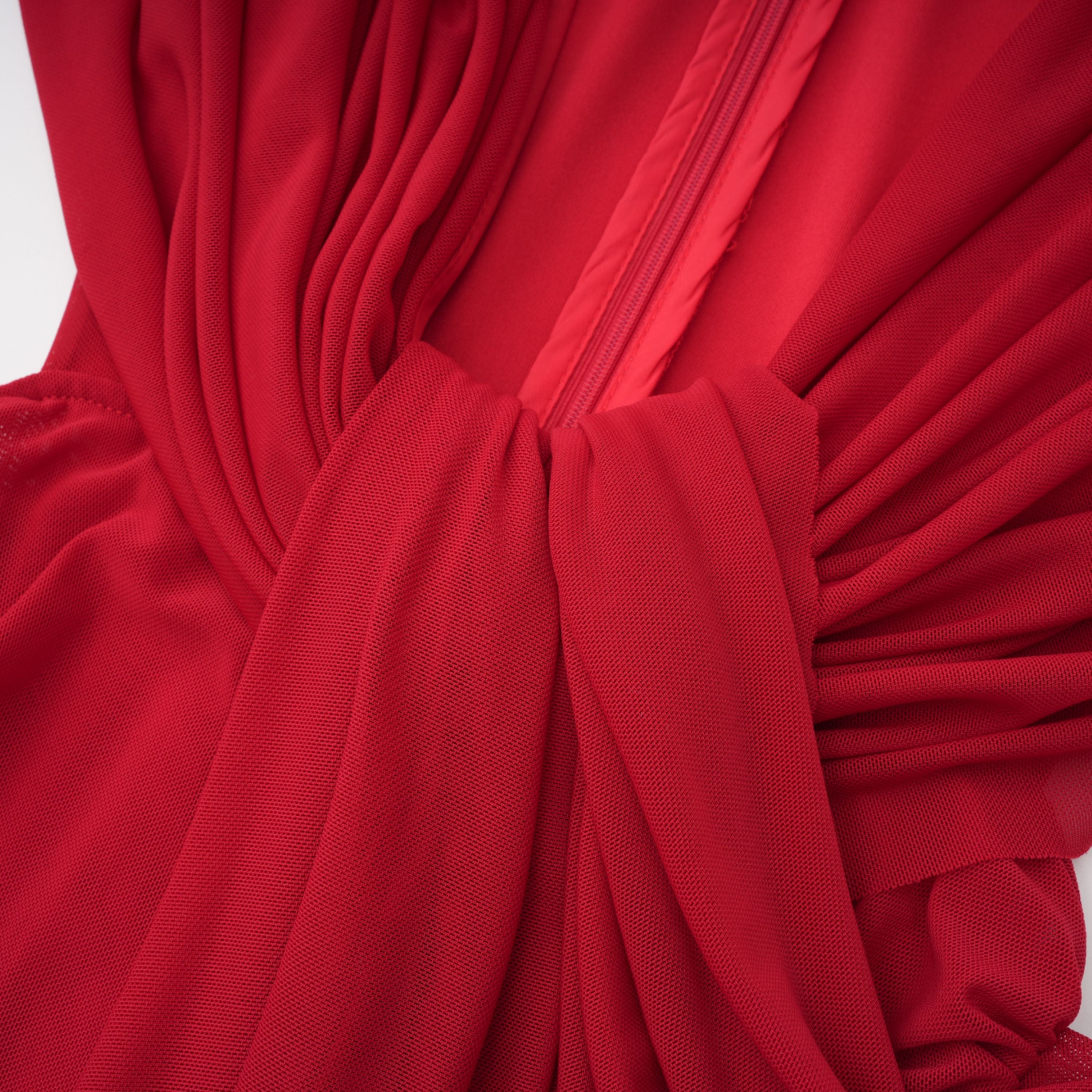 Fíona Red Asymmetrical Draped Maxi Gown (Final Sale-US Only)