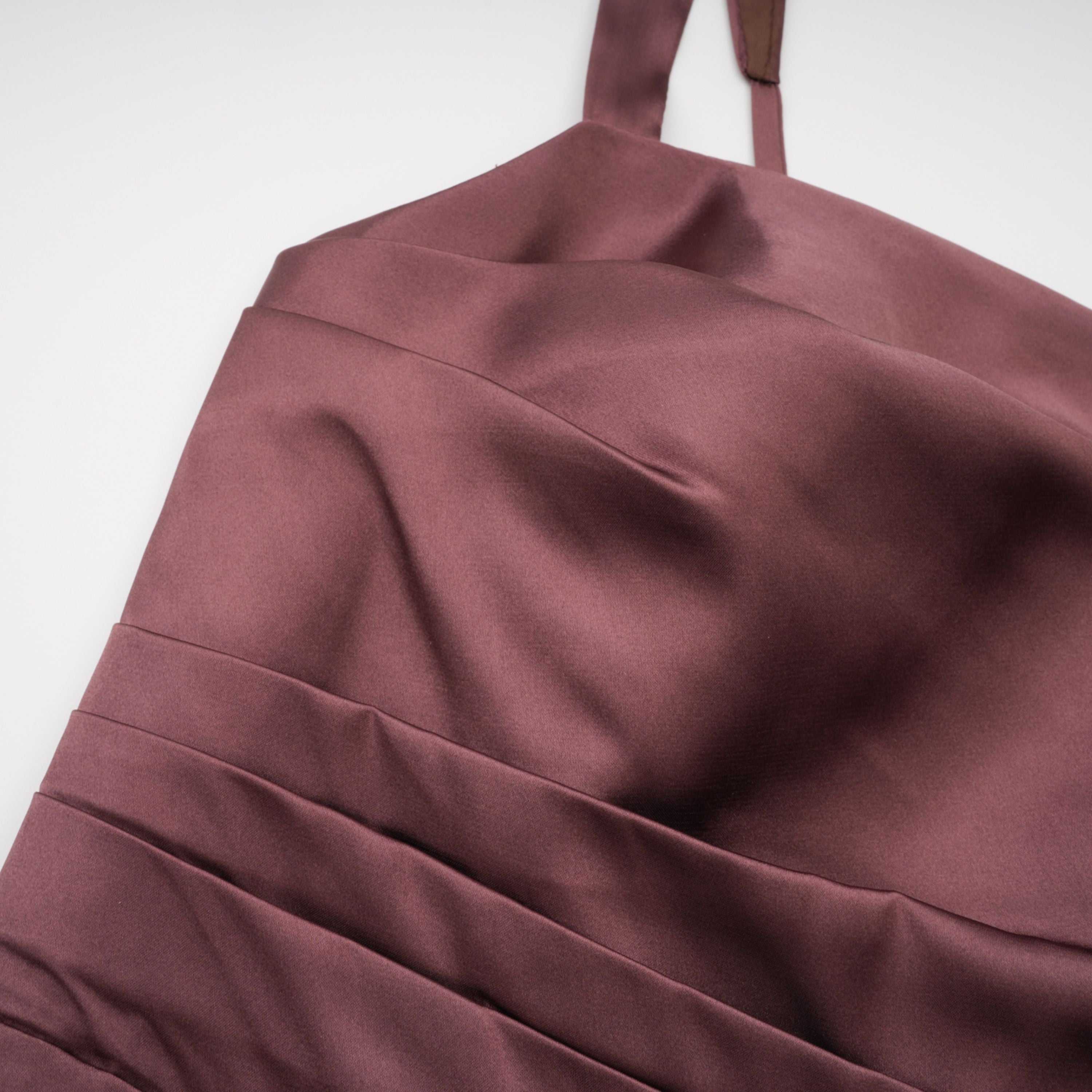 Inmaculada Brown Ruched Satin Maxi Dress