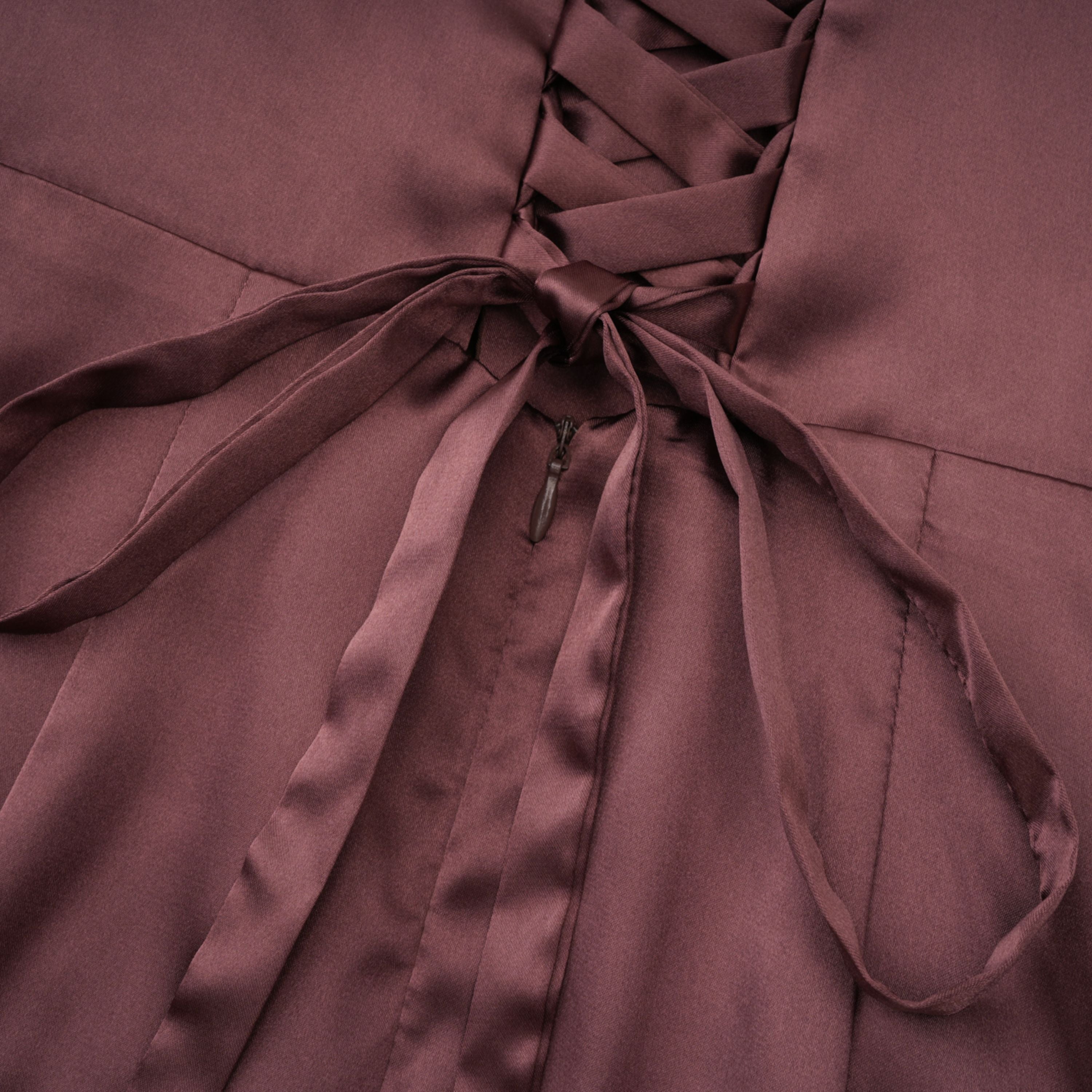 Inmaculada Brown Ruched Satin Maxi Dress